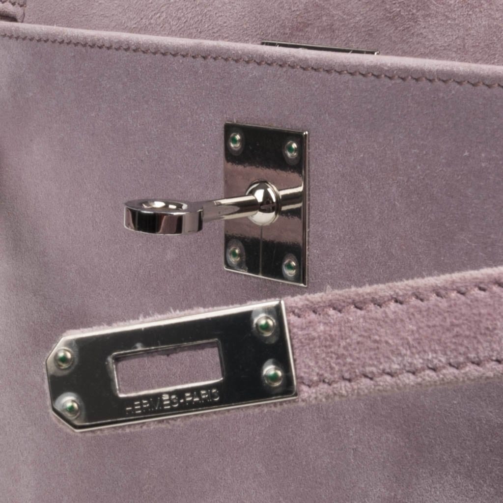 👜Kelly Pochette Lilac Doblis Suede Palladium