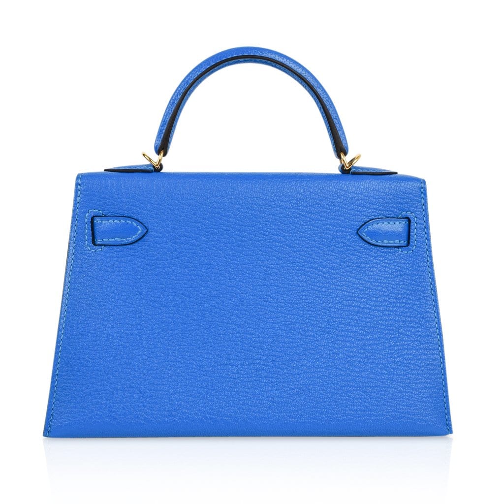 👜Kelly 20 Mini Sellier Bag Blue Hydra Chevre Leather Gold Hardware