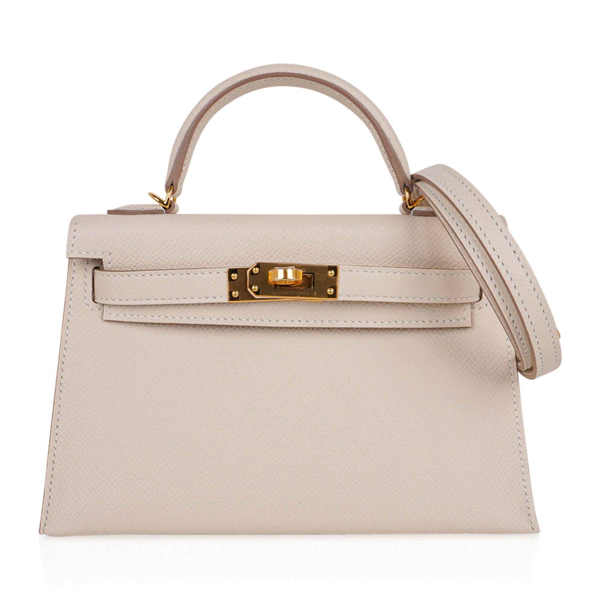 👜Kelly 20 Mini Sellier Bag Craie Epsom Leather with Gold Hardware