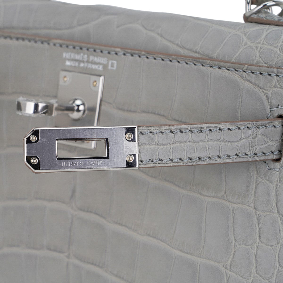 👜Limited Edition Mini Kelly 20 Sellier Matte Gris Perle Alligator Bag Palladium Hardware