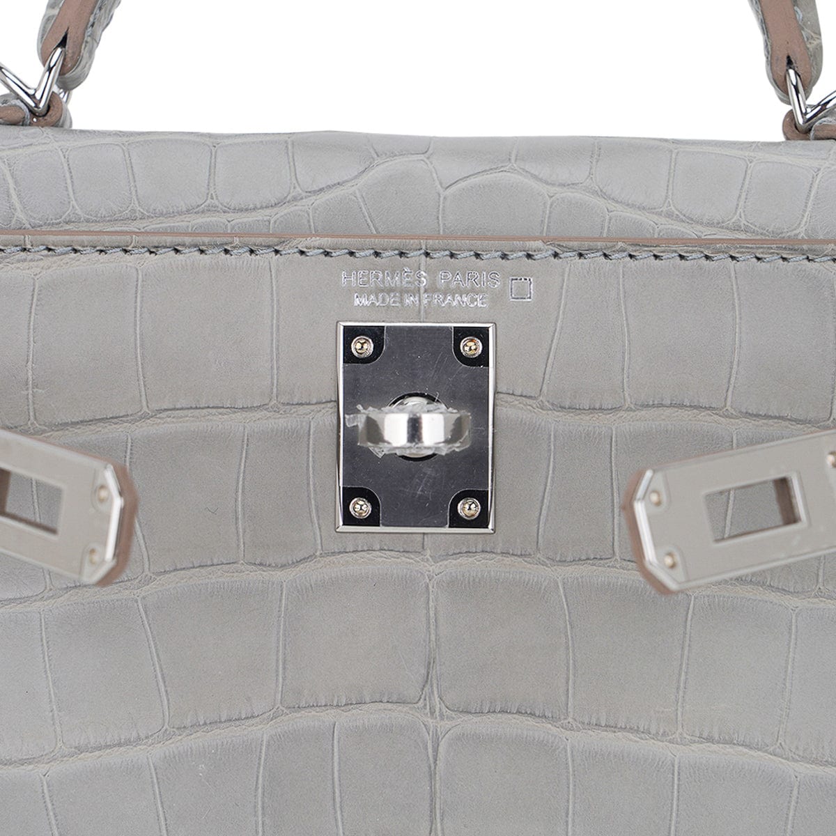 👜Limited Edition Mini Kelly 20 Sellier Matte Gris Perle Alligator Bag Palladium Hardware