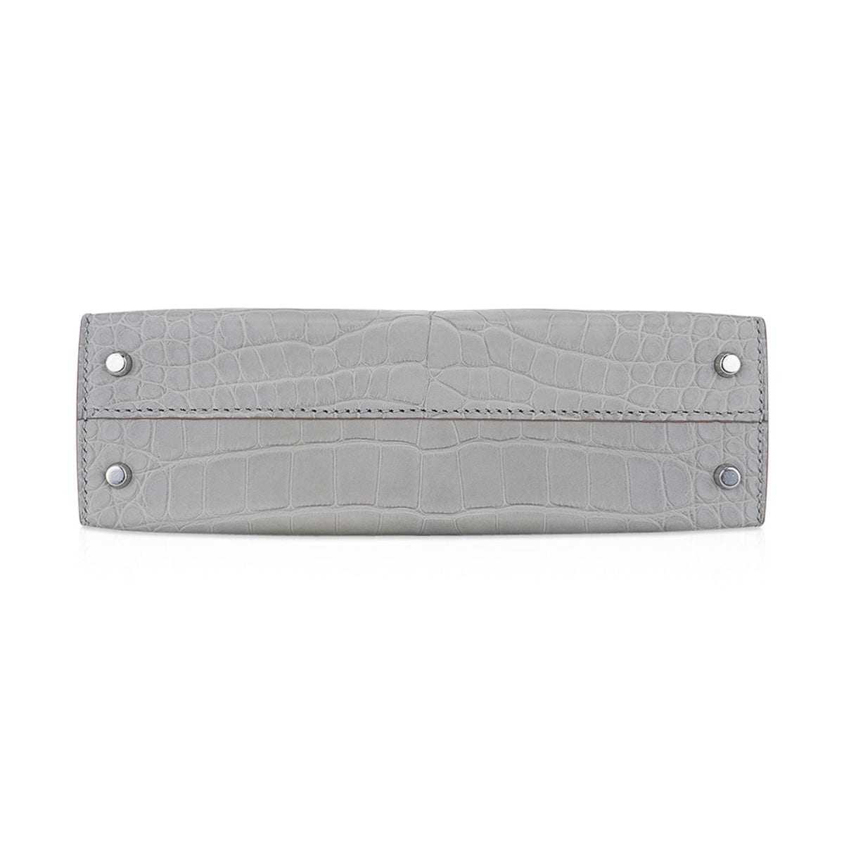 👜Limited Edition Mini Kelly 20 Sellier Matte Gris Perle Alligator Bag Palladium Hardware