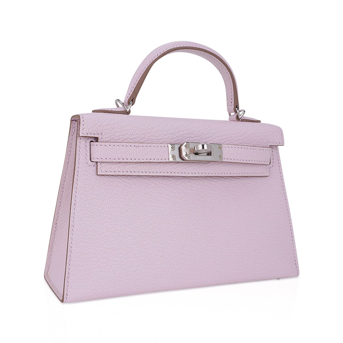 👜Mini Kelly 20 Bag Sellier Mauve Pale Chevre Leather with Palladium Hardware
