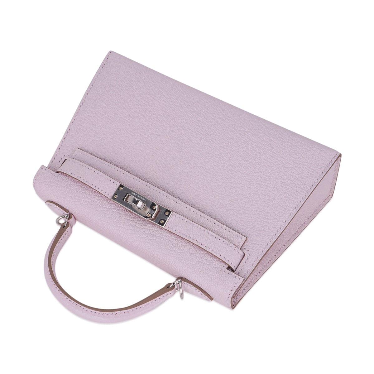 👜Mini Kelly 20 Bag Sellier Mauve Pale Chevre Leather with Palladium Hardware