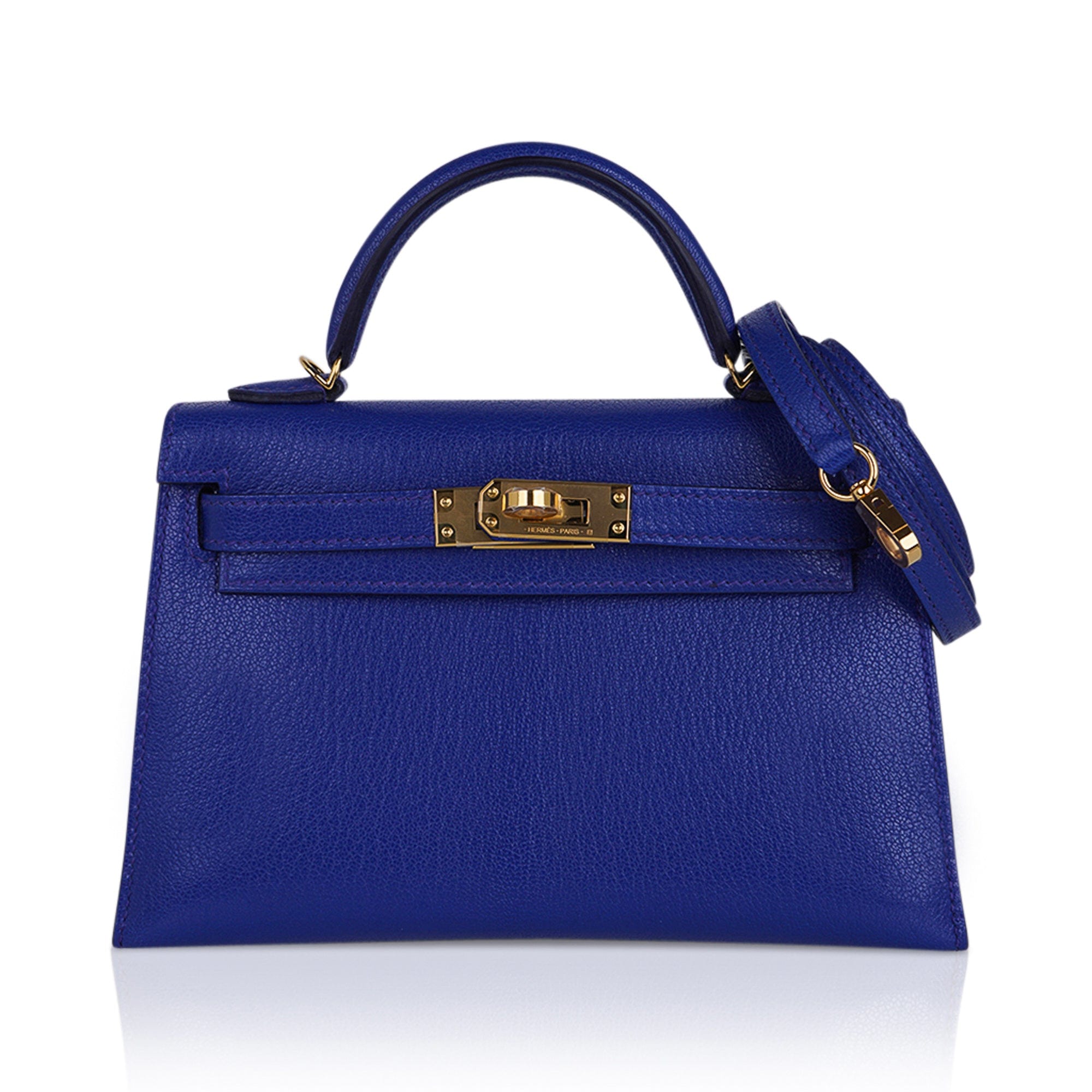 👜Kelly 20 Mini Sellier Bag Blue de Royal Chevre Leather Gold Hardware