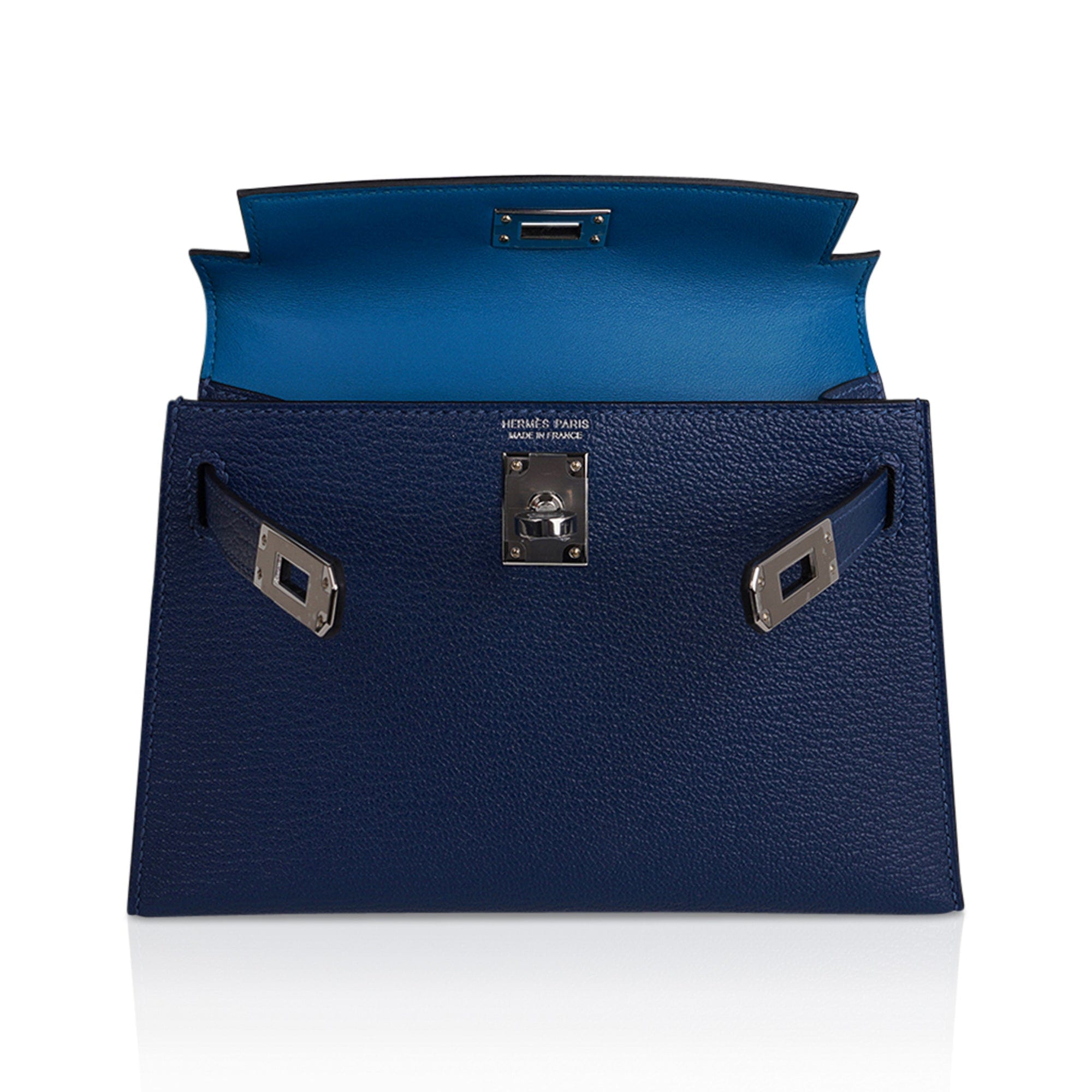 👜Special Order HSS Verso Mini Kelly 20 Sellier Bag Deep Bleu & Bleu Izmir Epsom Leather with Palladium Hardware