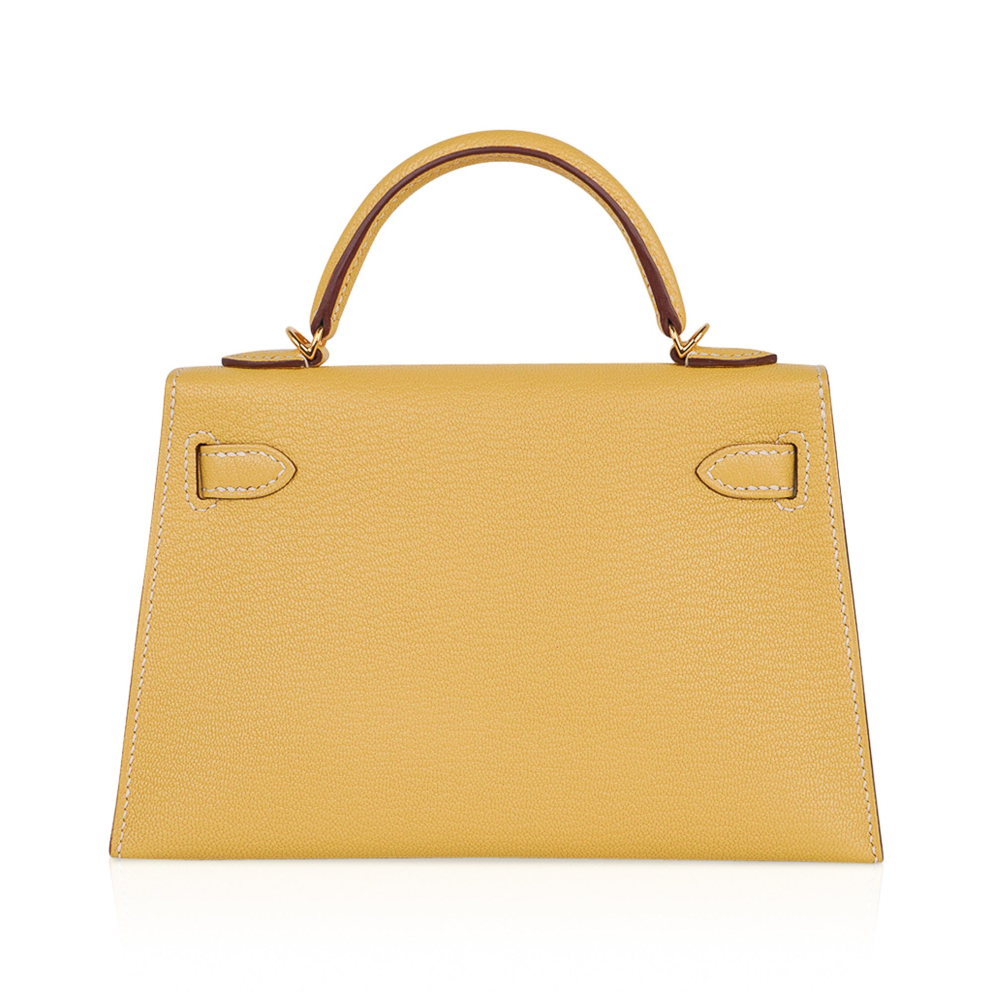 👜Mini Kelly 20 Sellier Jaune Foin Bag Chevre Gold