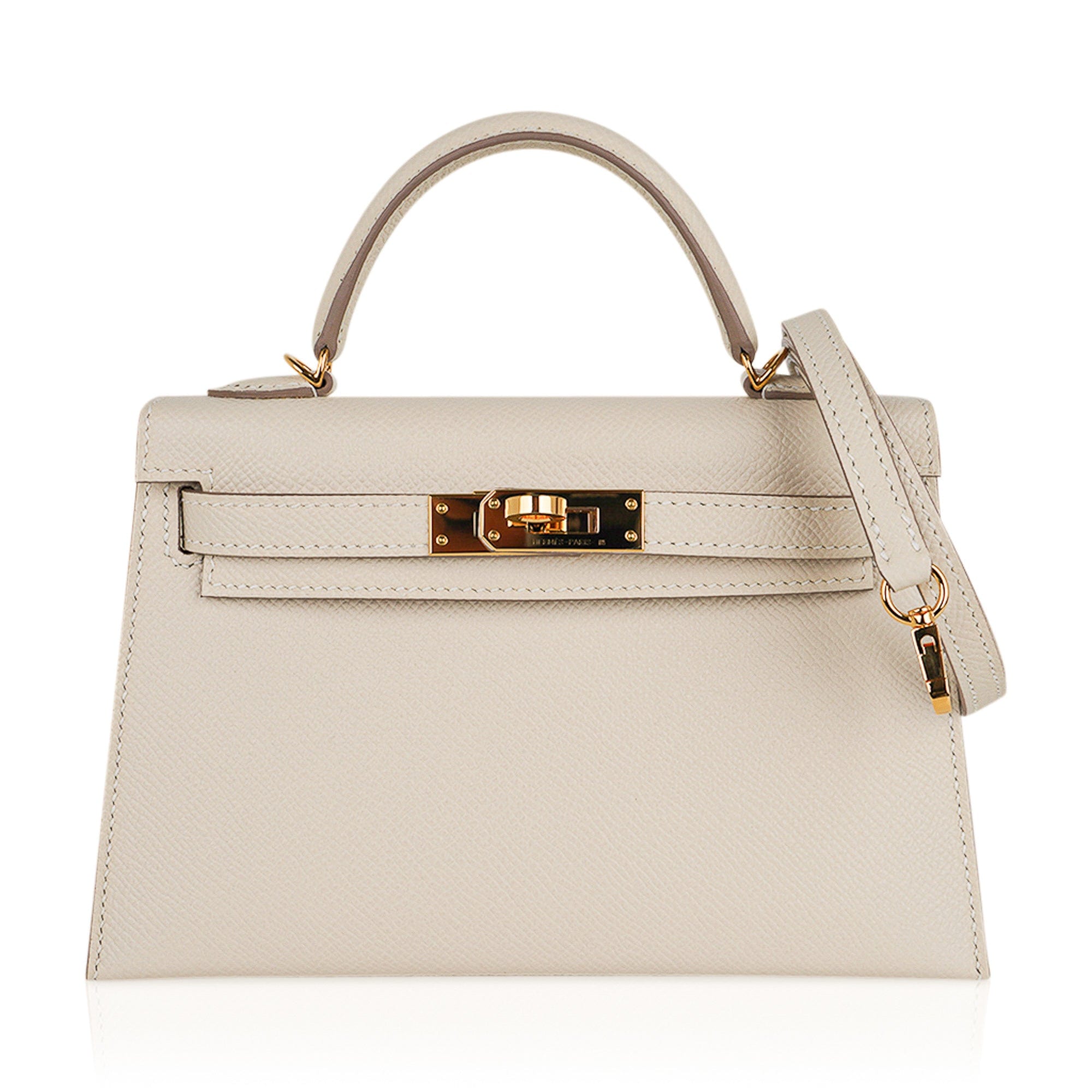 👜Kelly 20 Mini Sellier Bag Craie Epsom Leather Gold Hardware