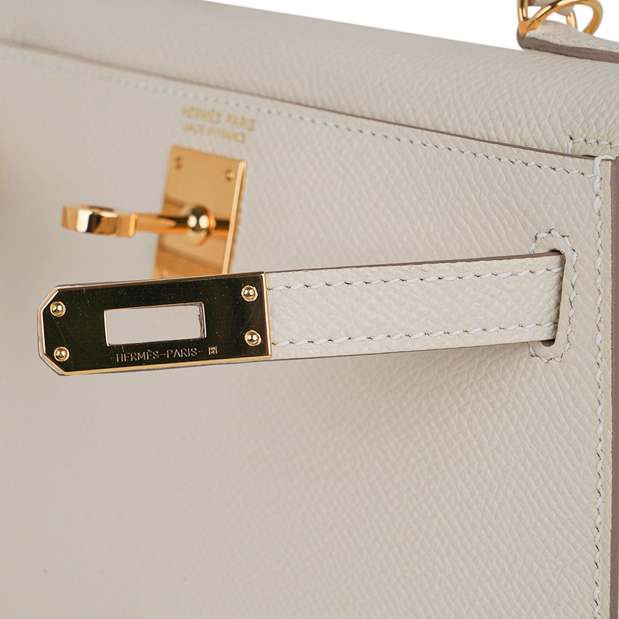 👜Kelly 20 Mini Sellier Bag Craie Epsom Leather Gold Hardware
