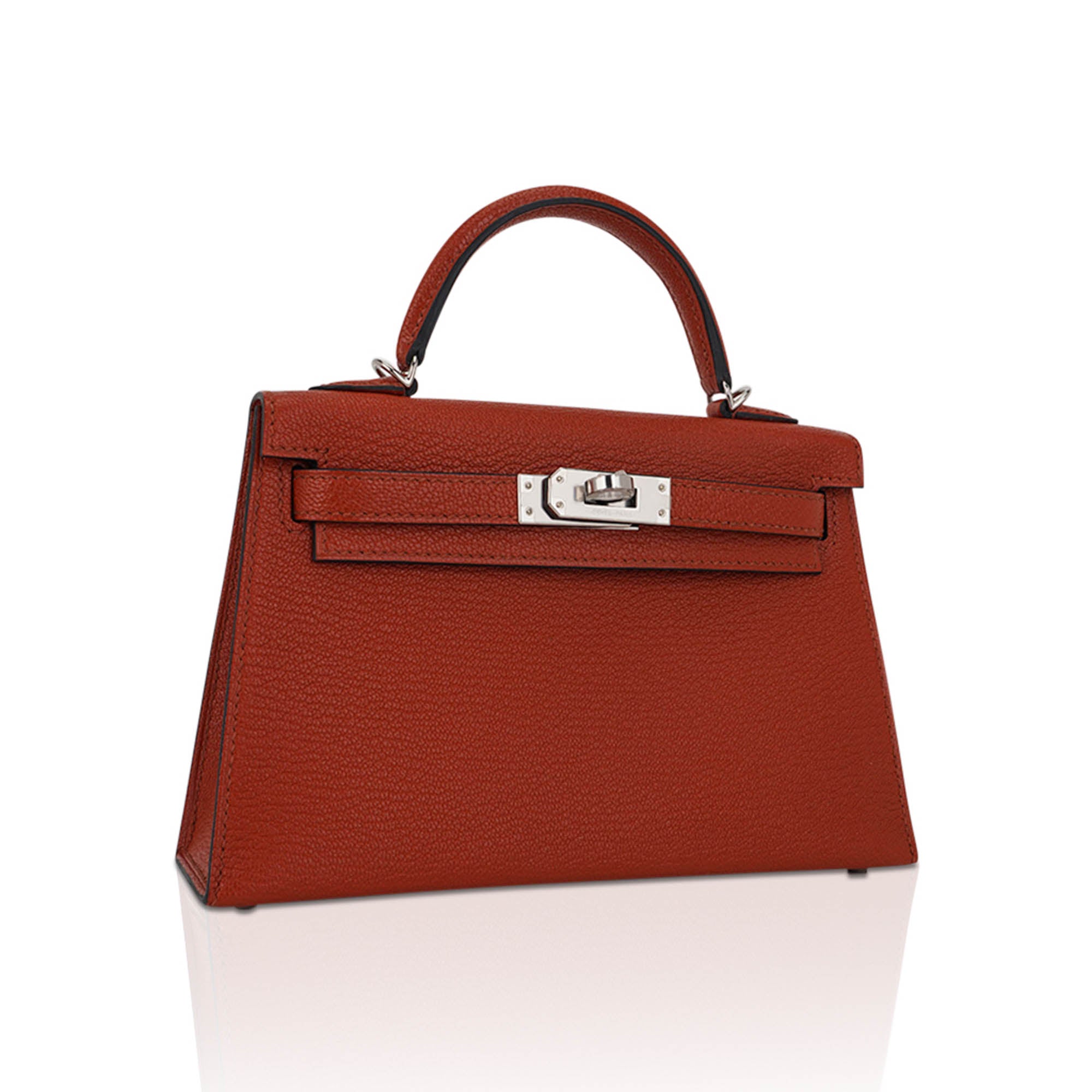 👜Mini Kelly 20 Bag Sellier Cuivre Chevre Leather with Palladium Hardware