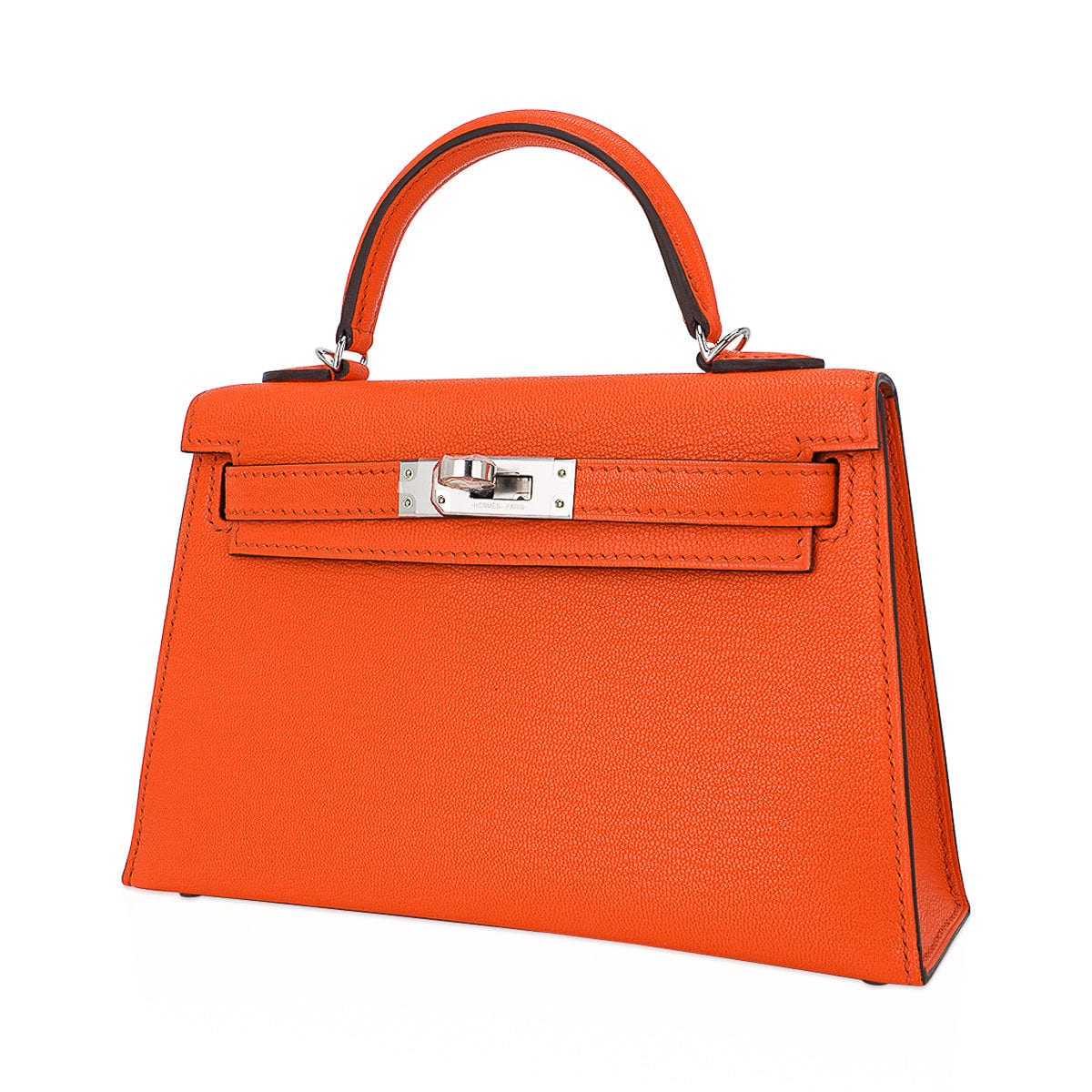 👜Verso Mini Kelly 20 Sellier Bag Feu & Terre Battue Chevre Leather with Palladium Hardware