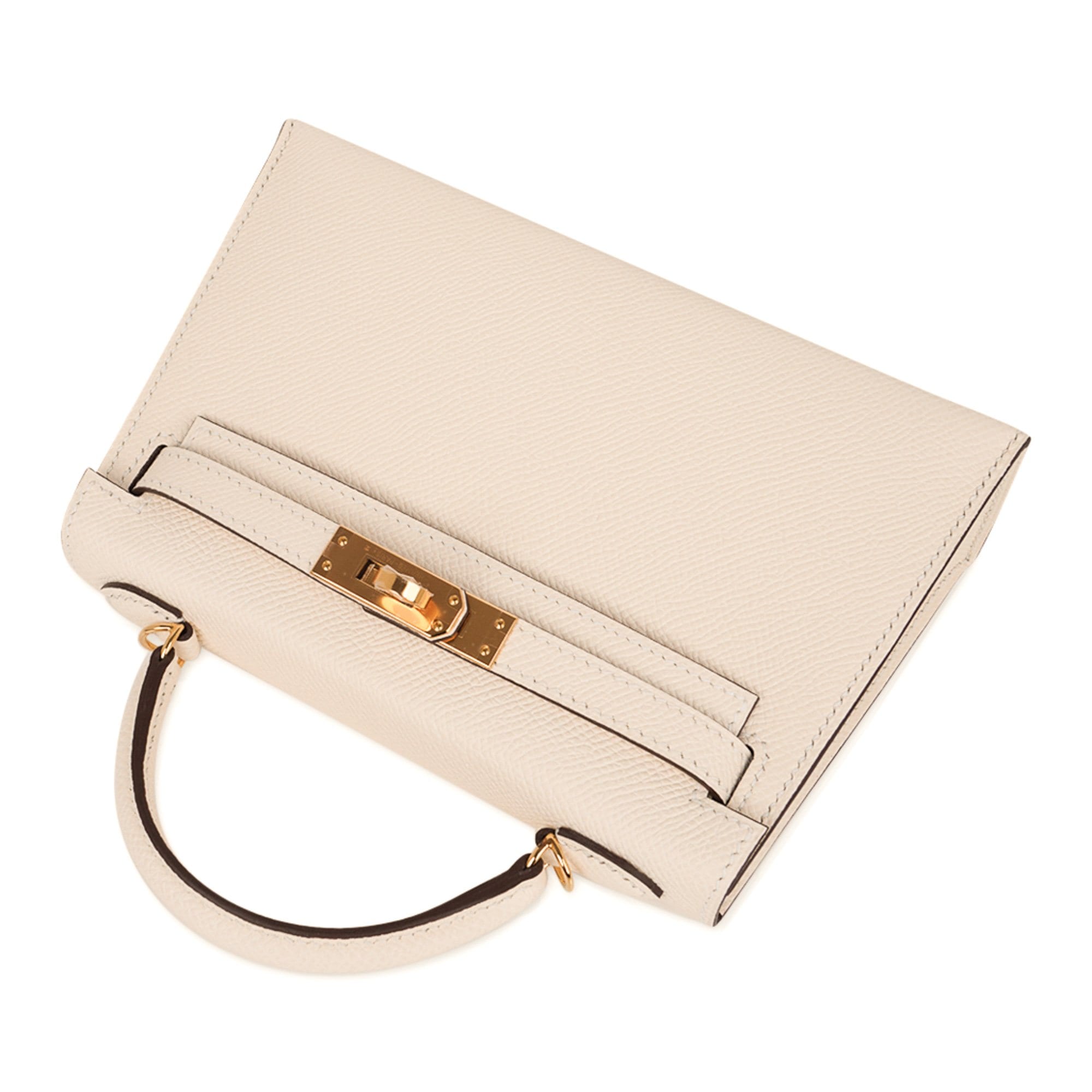 👜Mini Kelly 20 Bag Sellier Nata Epsom with Gold Hardware