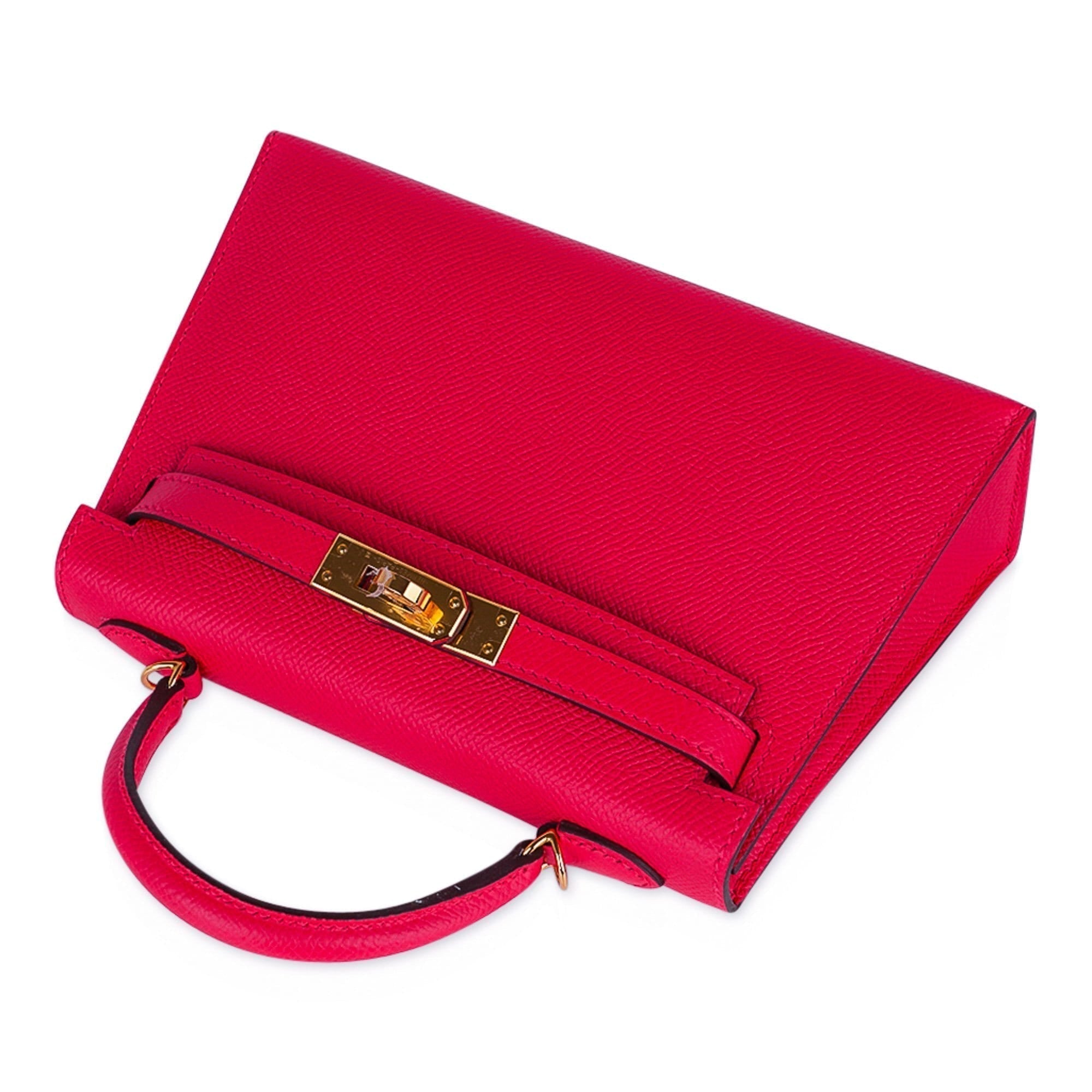 👜Kelly 20 Mini Sellier Bag Rose Extreme Epsom Gold Hardware New w/Box