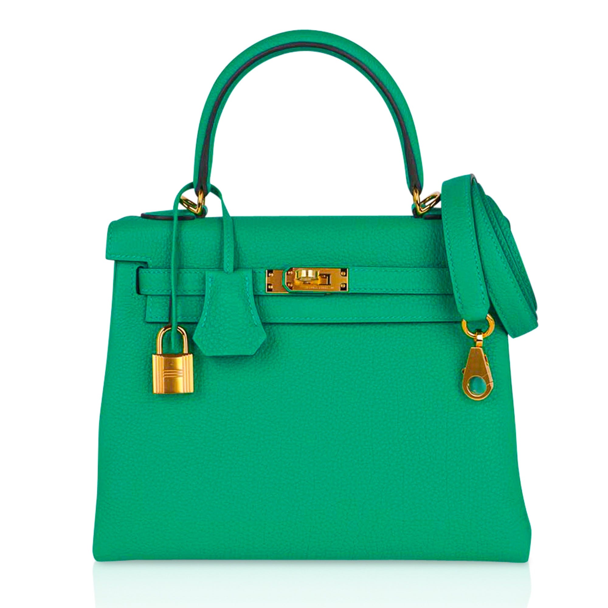 👜Kelly Retourne 25 Bag Menthe Togo Gold Hardware New w/Box