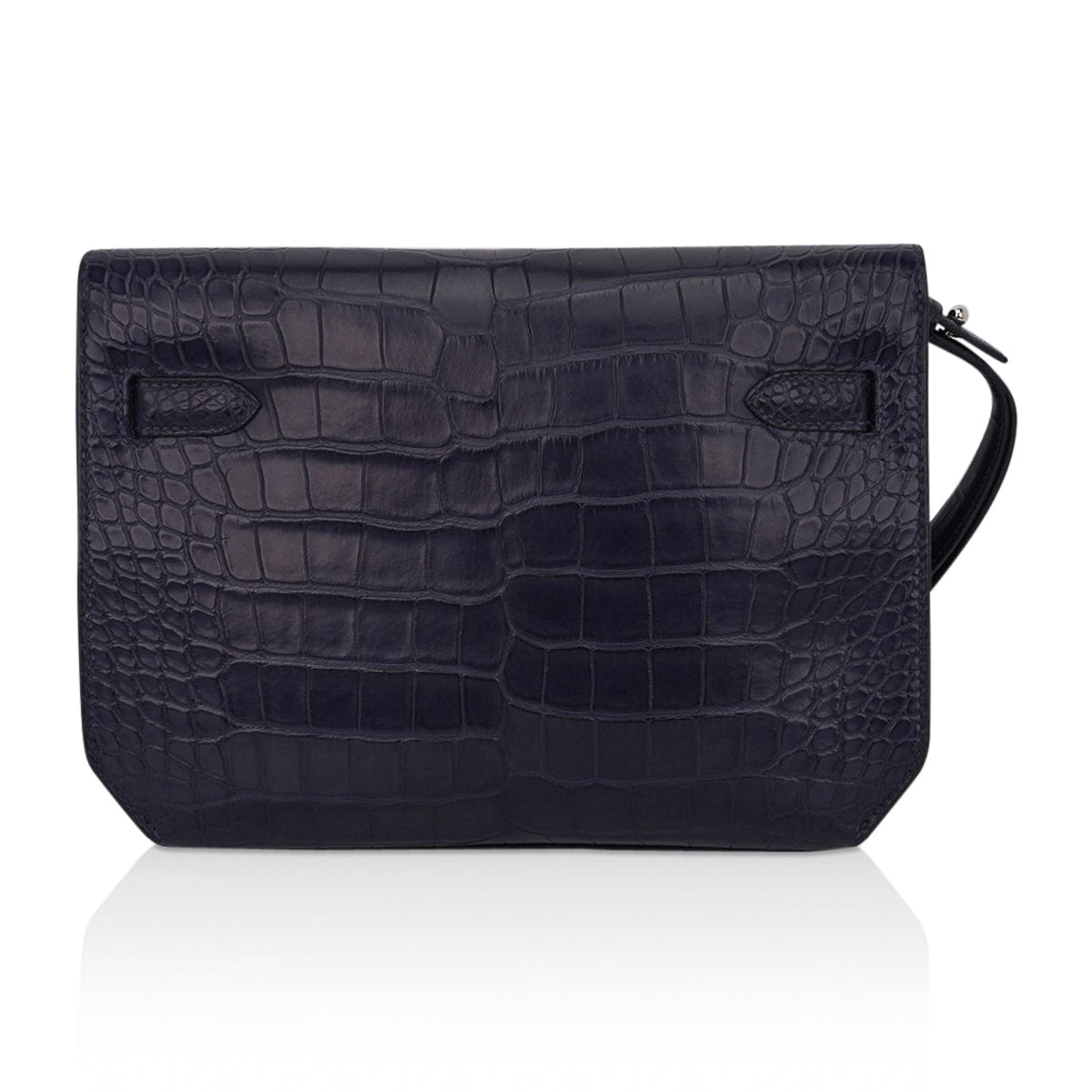 👜Kelly Depeches 25 Pouch Blue Indigo Matte Alligator with Palladium Hardware