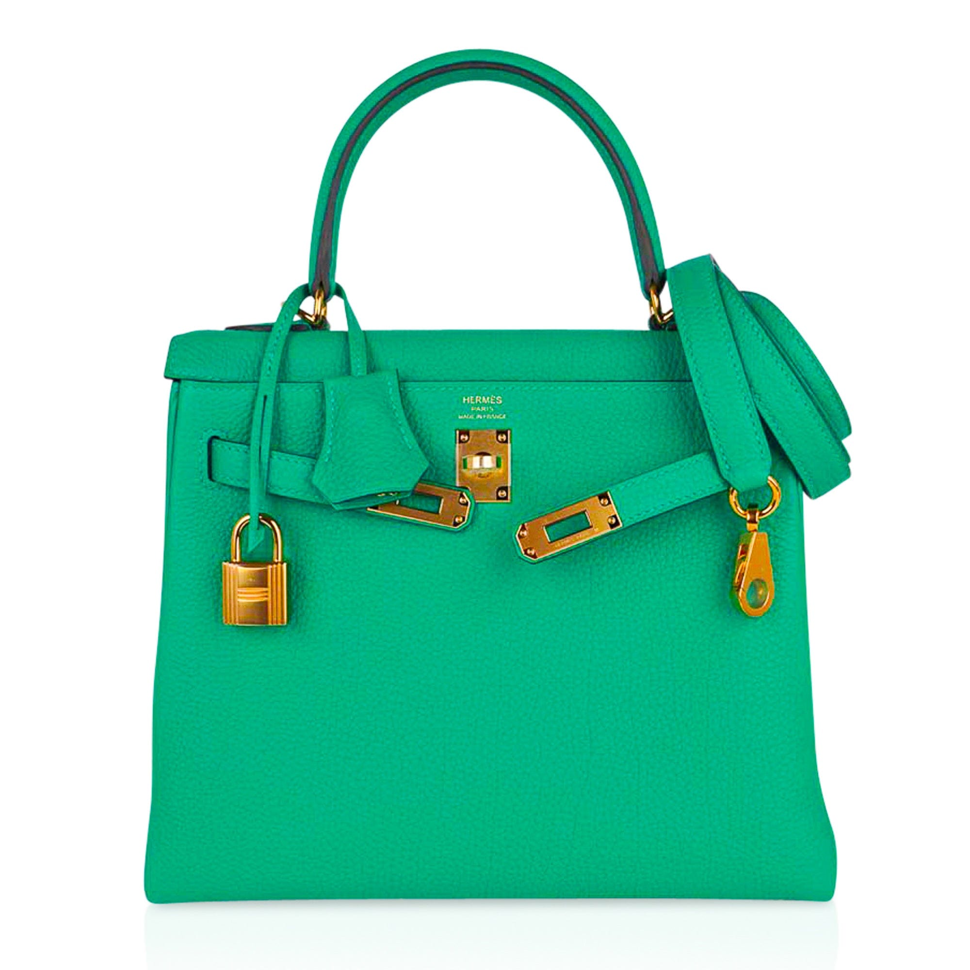 👜Kelly Retourne 25 Bag Menthe Togo Gold Hardware New w/Box