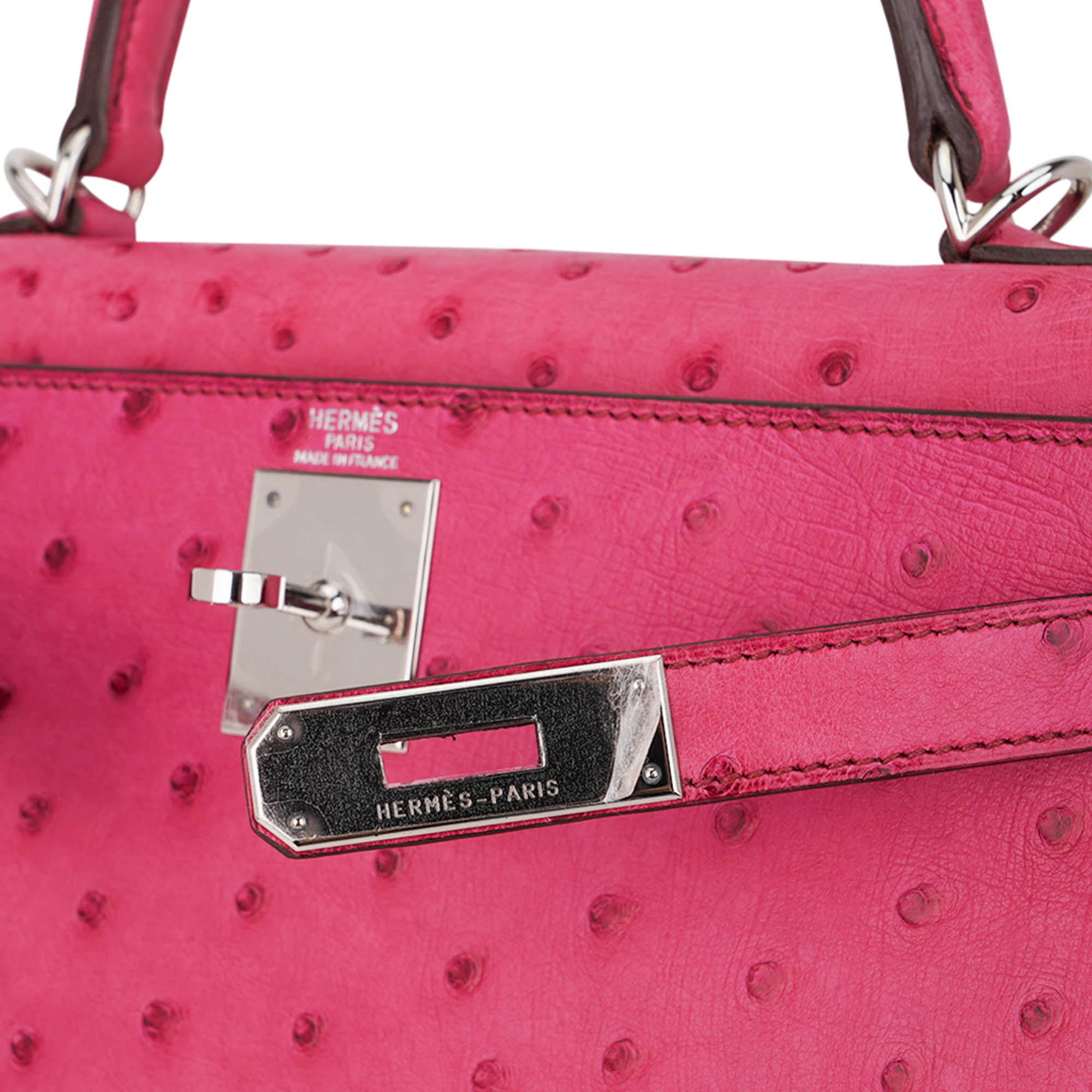 👜Kelly 25 Retourne Bag Fuchsia Ostrich with Palladium Hardware