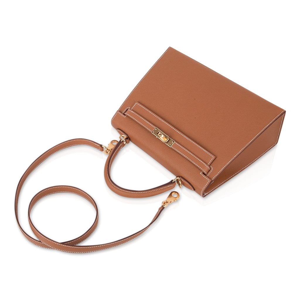 👜Kelly 25 Sellier Bag Gold Epsom Leather with Gold Hardware
