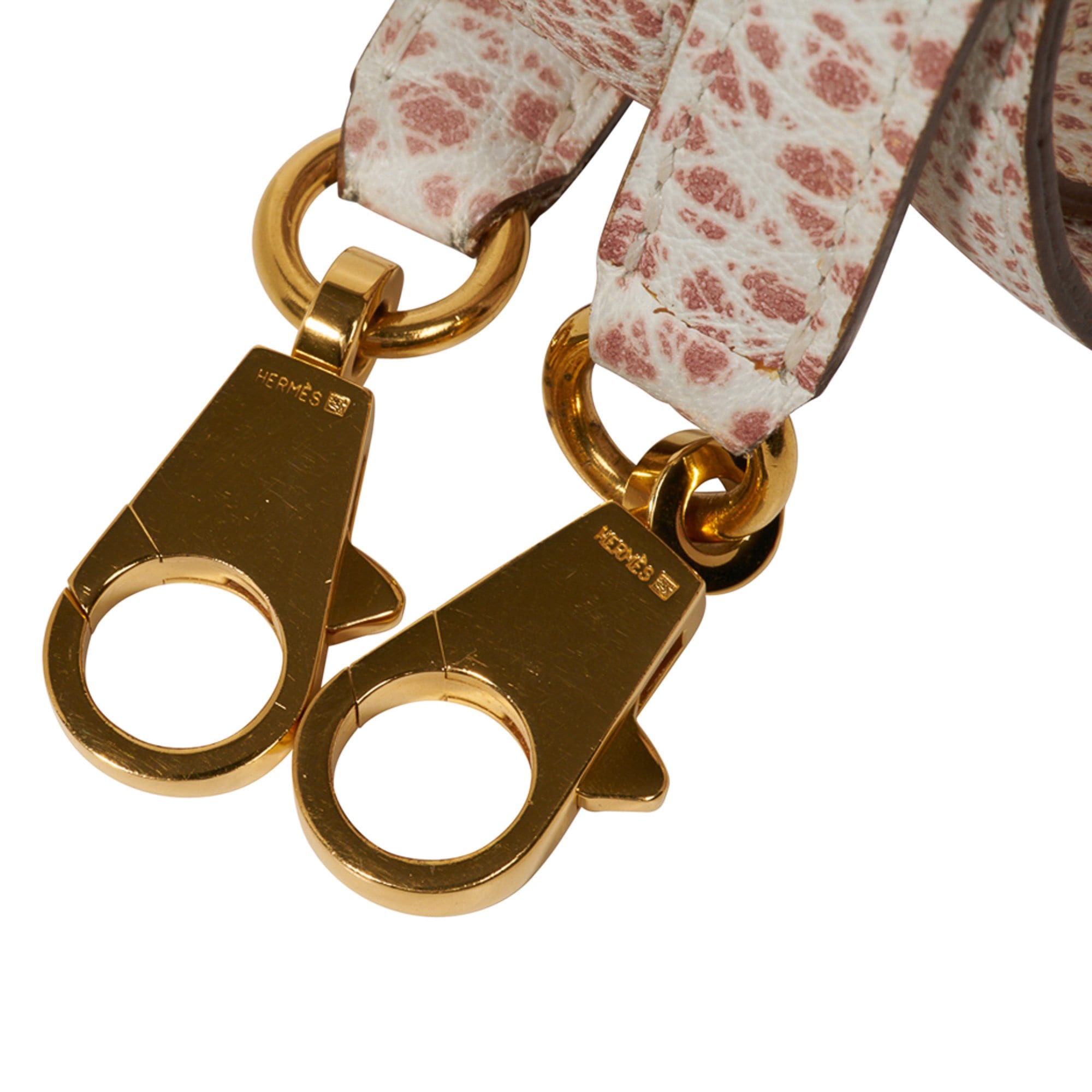 👜Kelly 28 Pink Dalmation Buffalo Skipper Leather Bag Gold Hardware