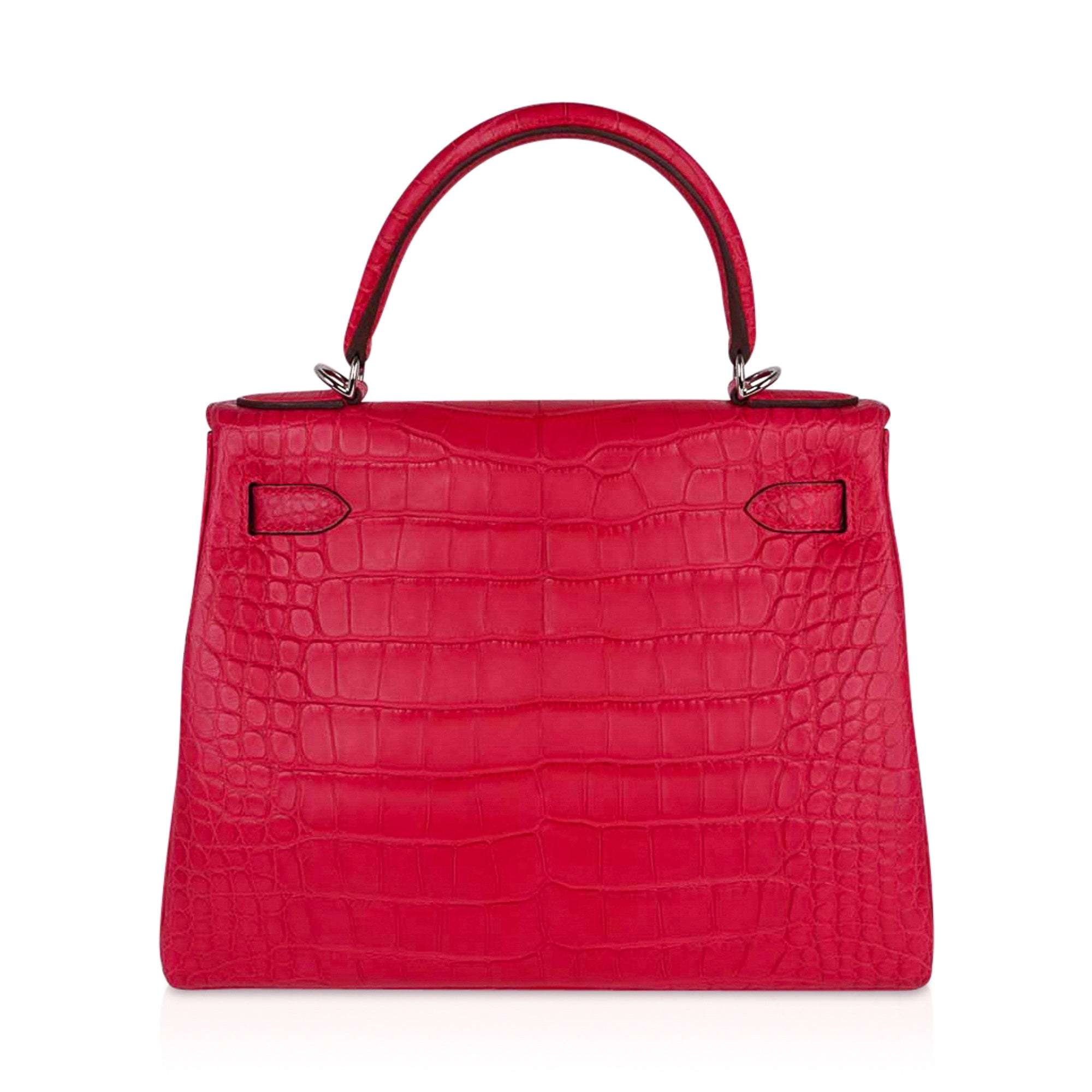 👜Kelly 28 Bag Rose Extreme Matte Alligator with Palladium Hardware