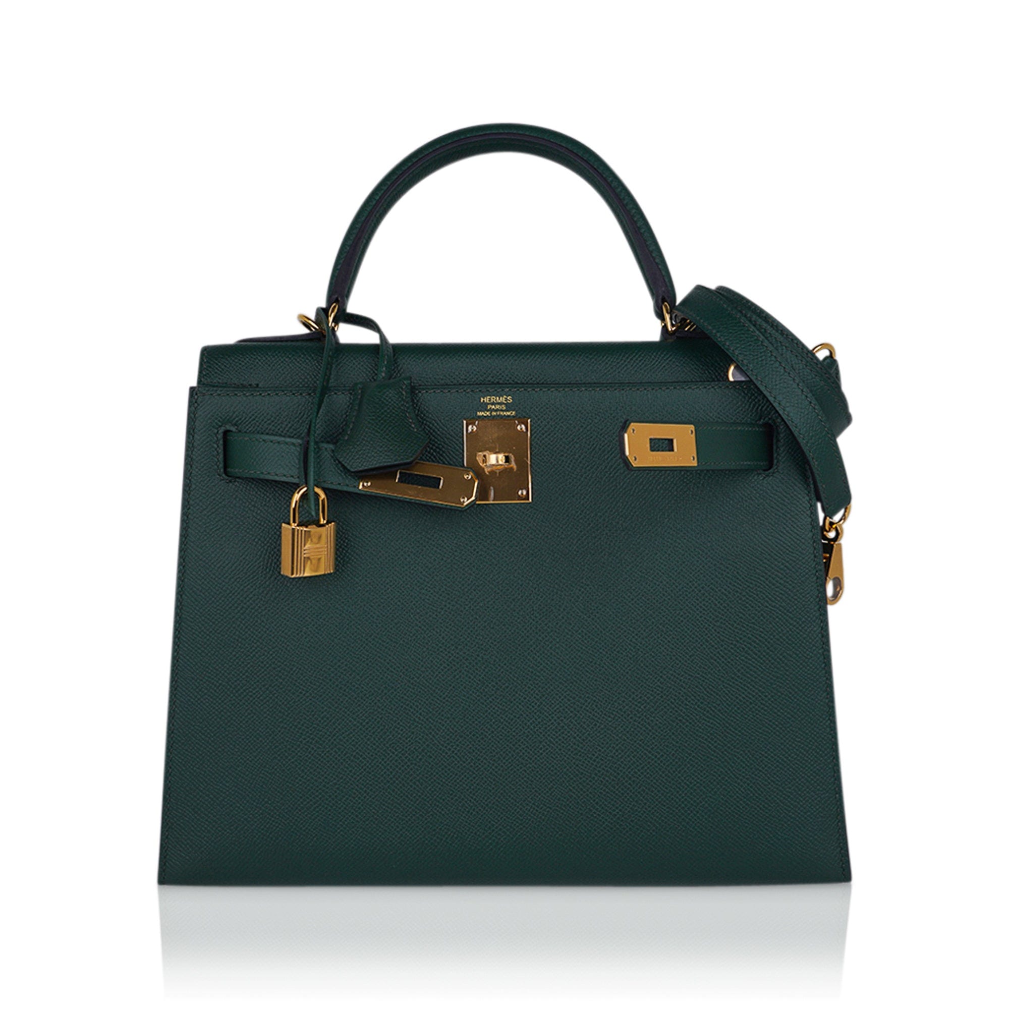 👜Kelly Sellier 28 Bag Vert Anglais Epsom Leather with Gold Hardware