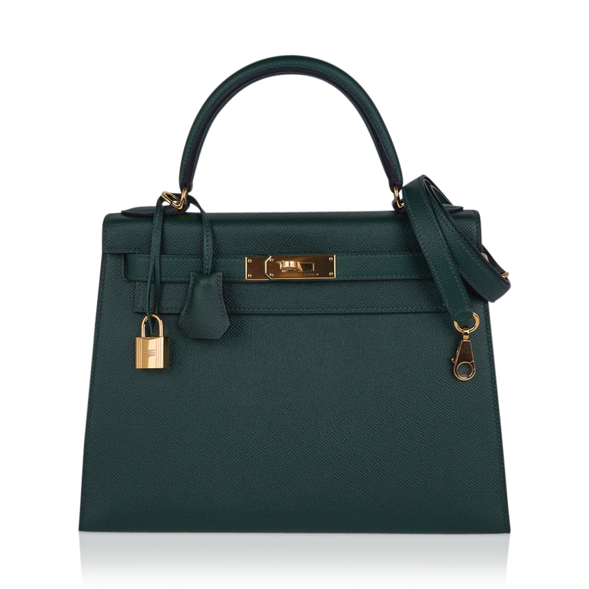 👜Kelly Sellier 28 Bag Vert Anglais Epsom Leather with Gold Hardware