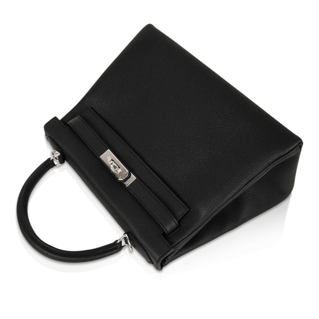 👜Kelly 28 Bag Black Retourne Togo Palladium Hardware