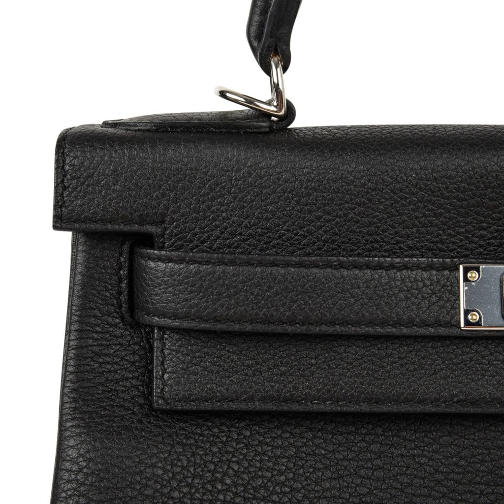 👜Kelly 28 Bag Black Retourne Togo Palladium Hardware