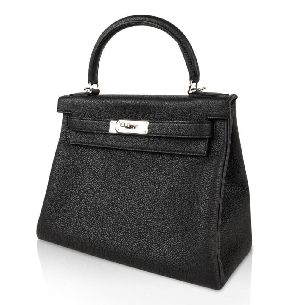 👜Kelly 28 Bag Black Retourne Togo Palladium Hardware