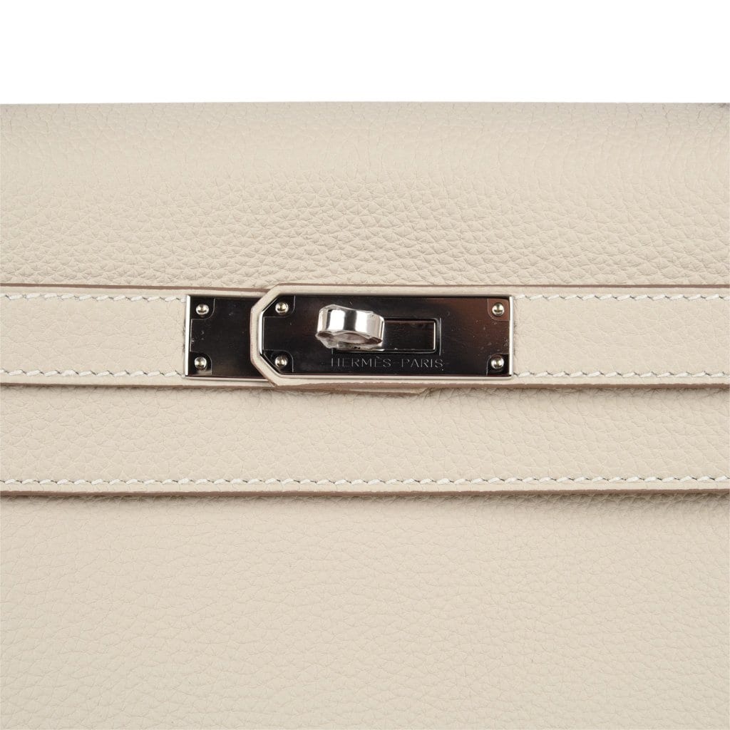👜Limited Edition Kelly 32 Retourne Bag Au Galop Craie Togo Leather with Palladium Hardware
