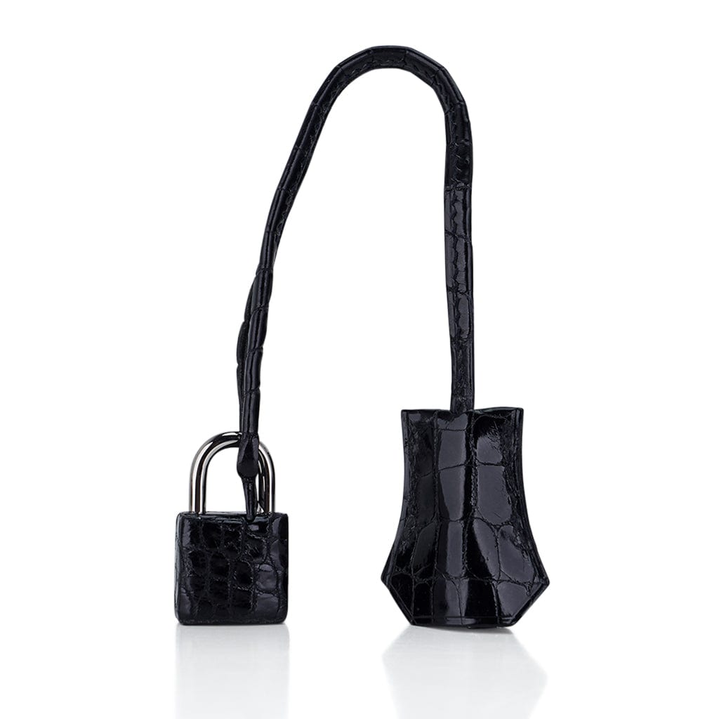 👜Kelly 32 Sellier Bag Black Crocodile with Palladium Hardware