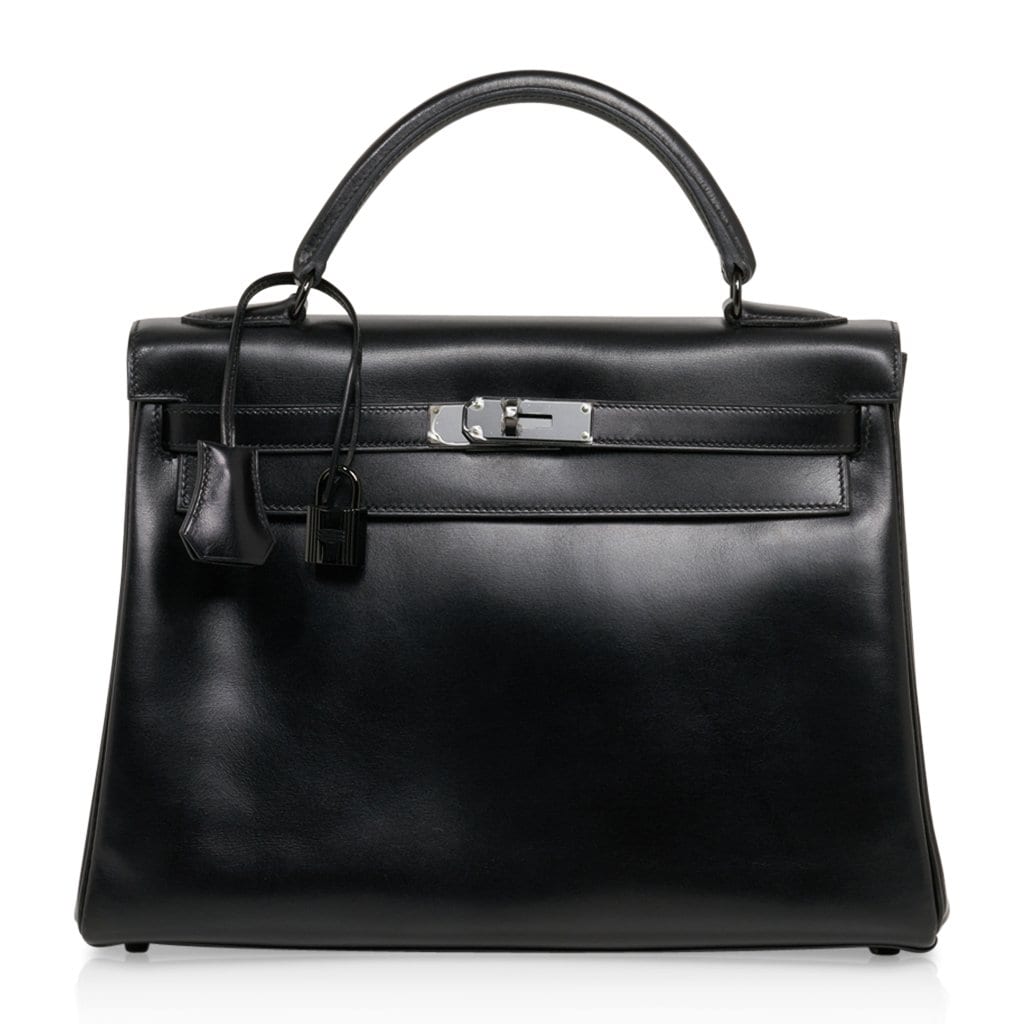 👜Kelly 32 So Black Bag Box Leather Limited Edition