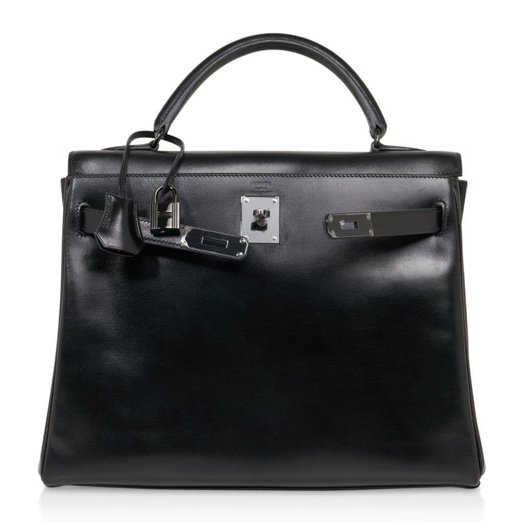 👜Kelly 32 So Black Bag Box Leather Limited Edition