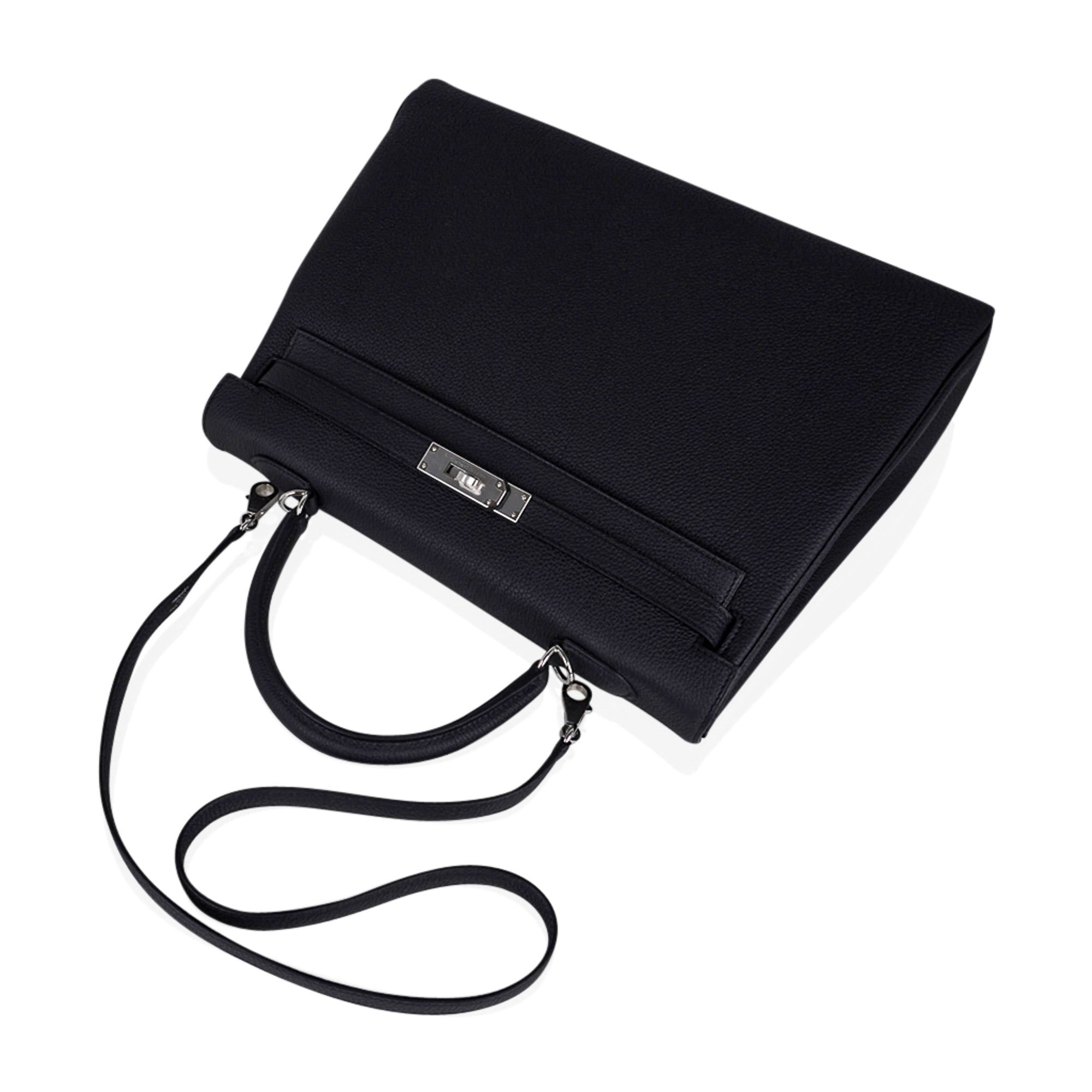 👜Kelly 35 Bag Black Retourne Togo Palladium Hardware New