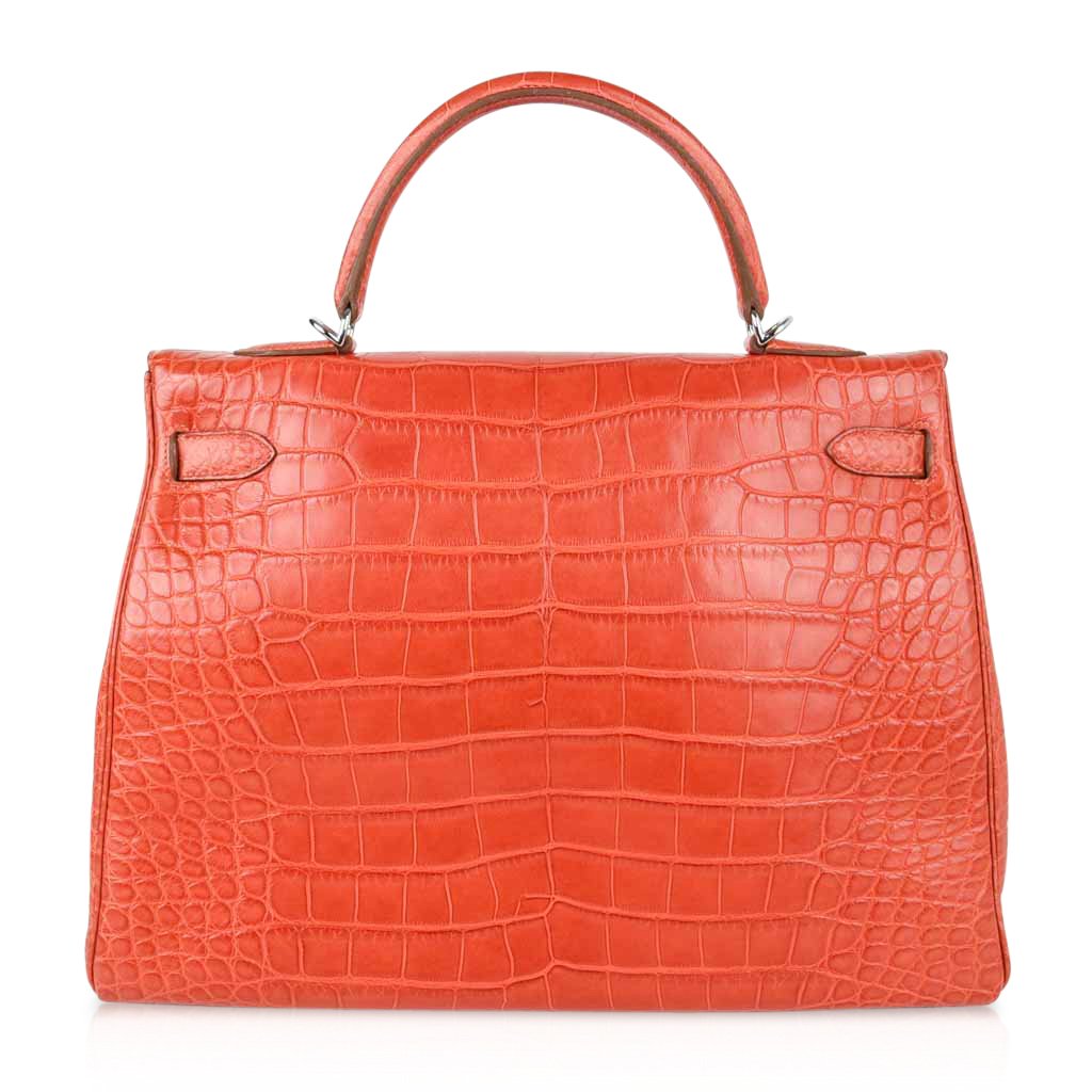 👜Kelly 35 Retourne Bag Sanguine Matte Alligator with Palladium Hardware