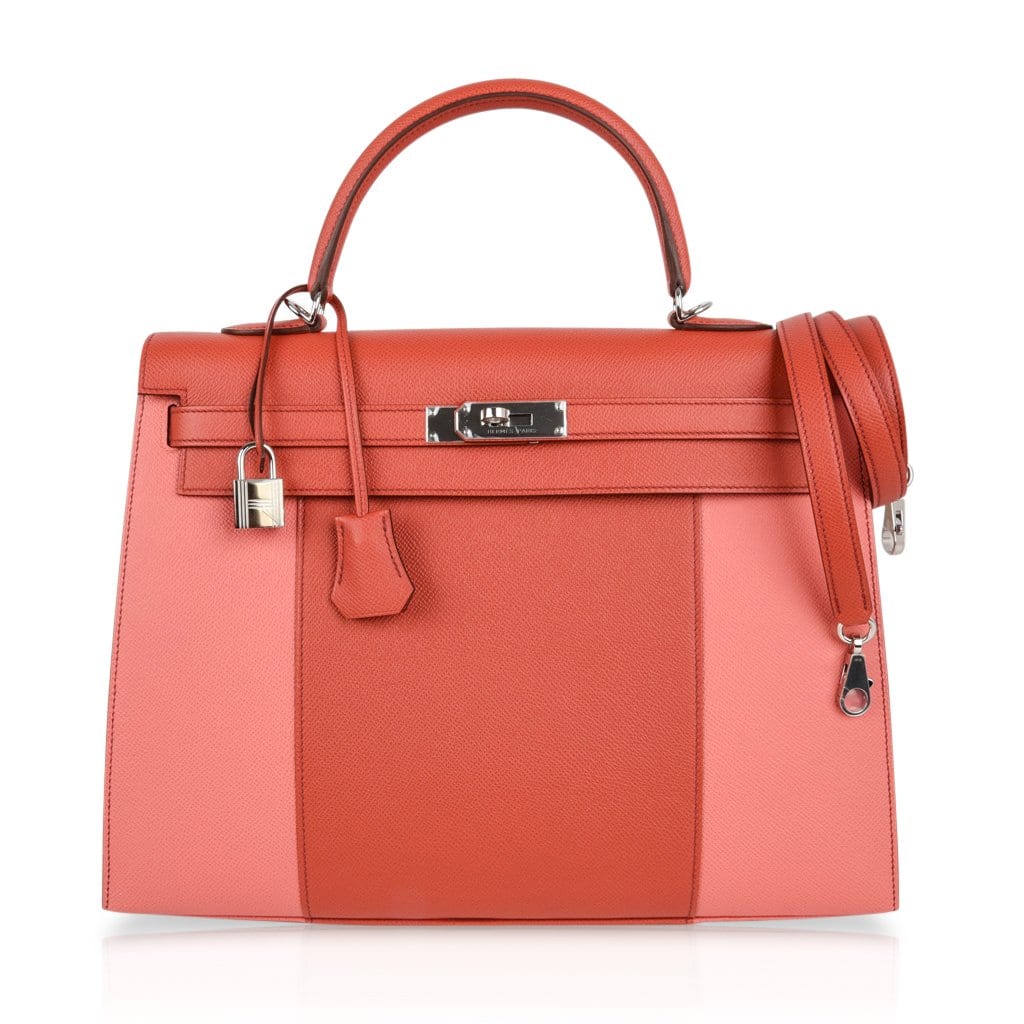 👜Kelly 35 Flag Bag Limited Edition Flamingo and Coral Rare