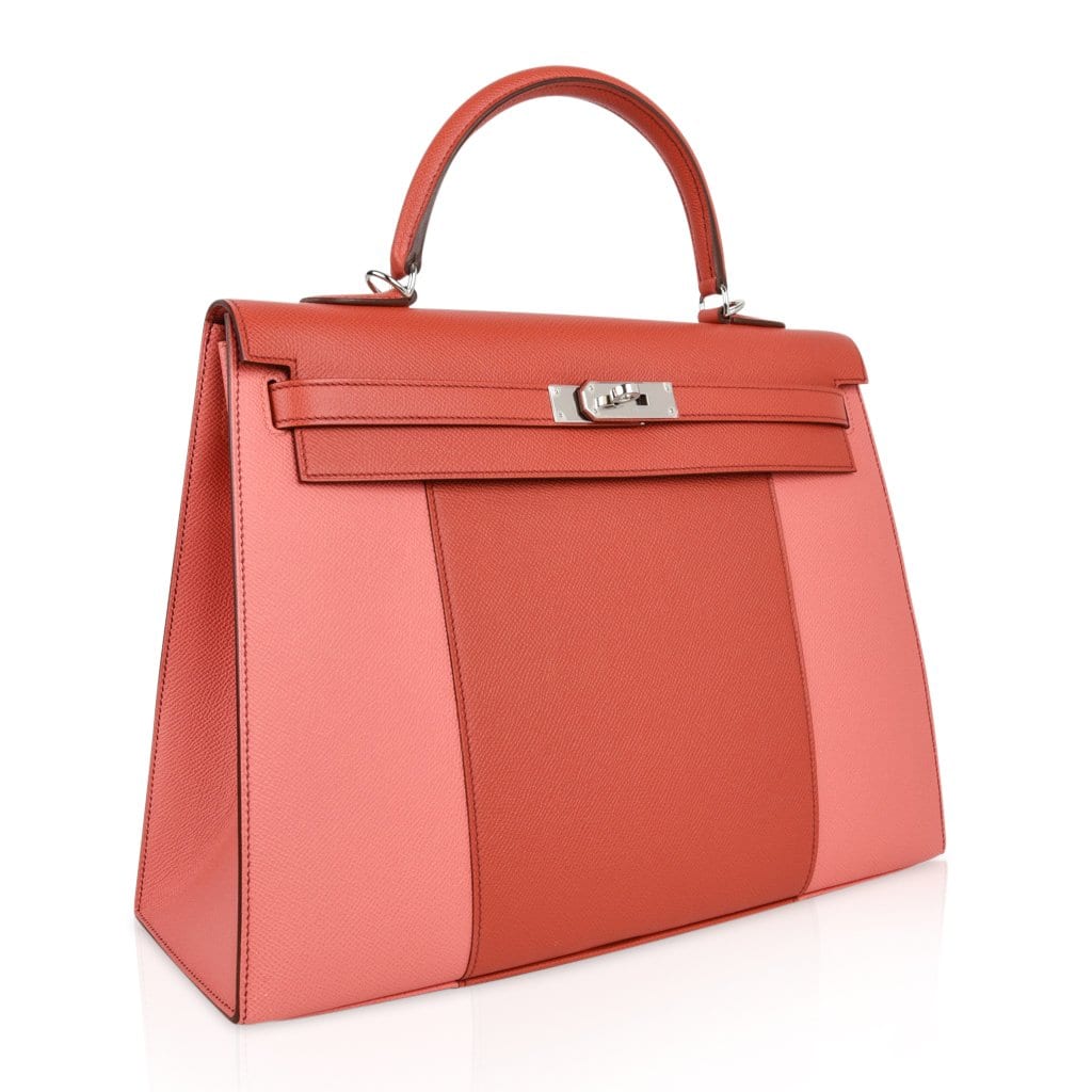 👜Kelly 35 Flag Bag Limited Edition Flamingo and Coral Rare