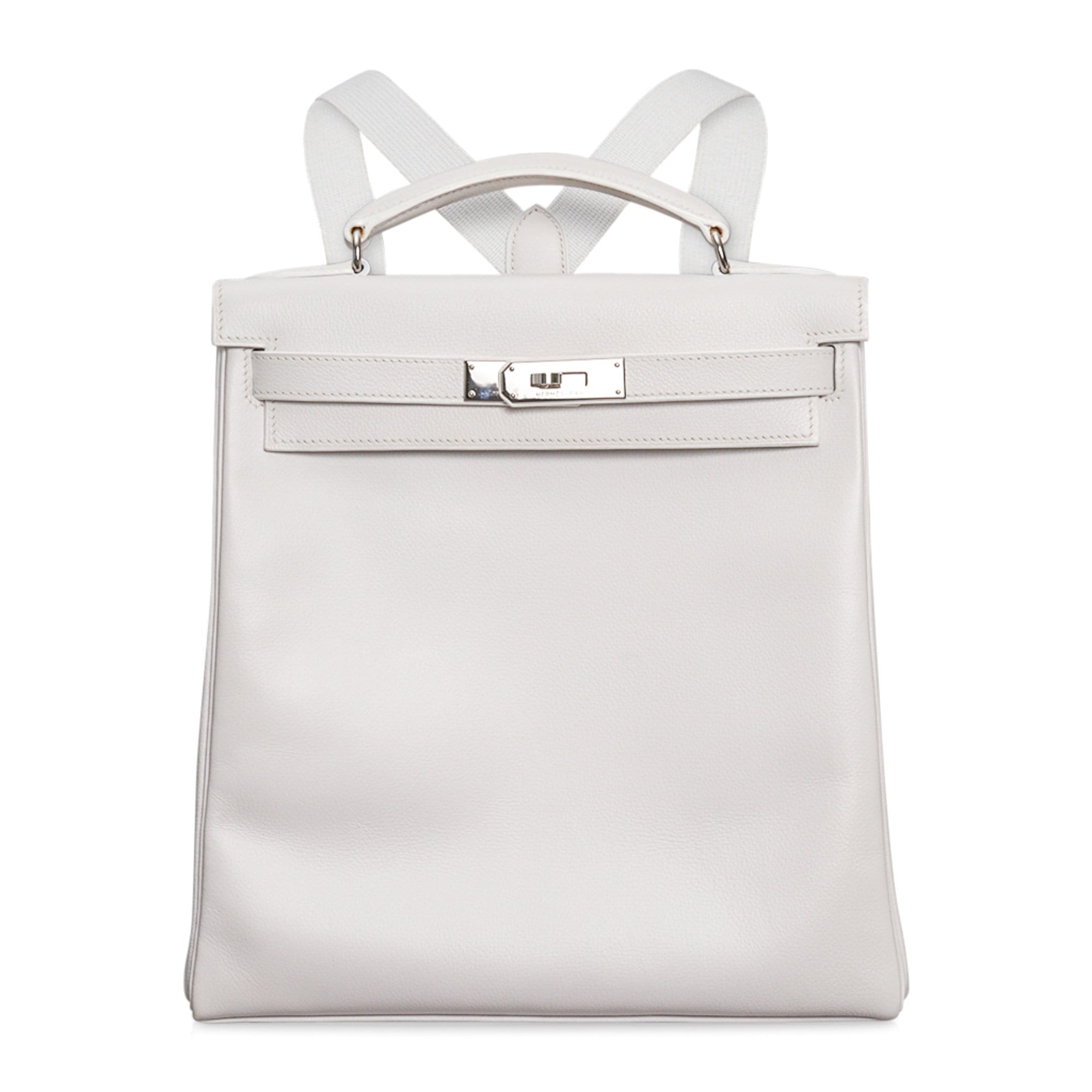 👜Kelly Ado 28 Bag White Evergrain Palladium Hardware