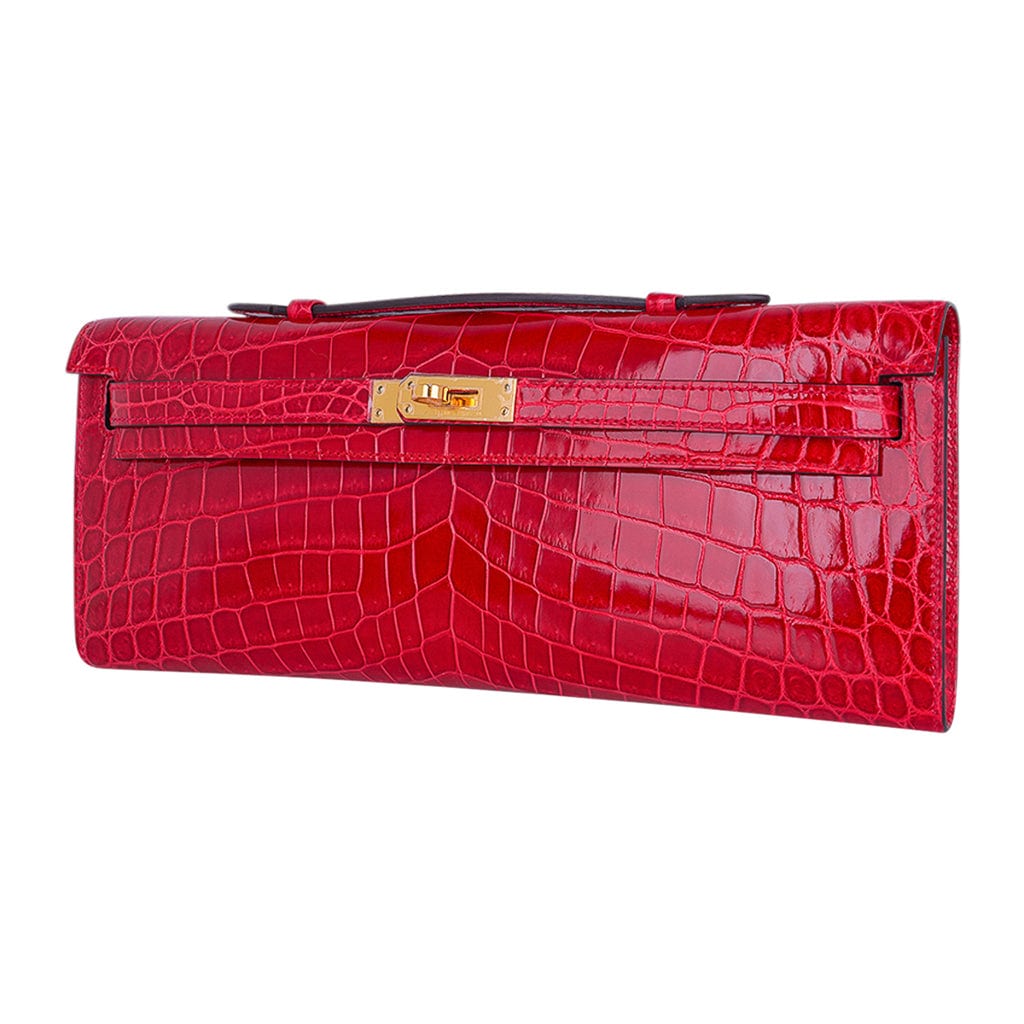 👜Kelly Cut Bag Braise Niloticus Crocodile with Gold Hardware
