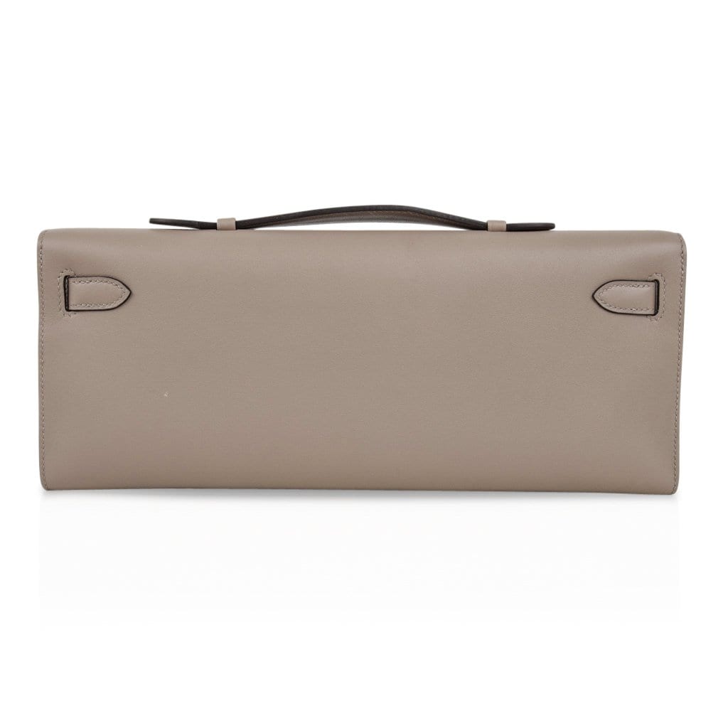 👜Kelly Cut Bag Gris Asphalte Gray Clutch Swift Palladium