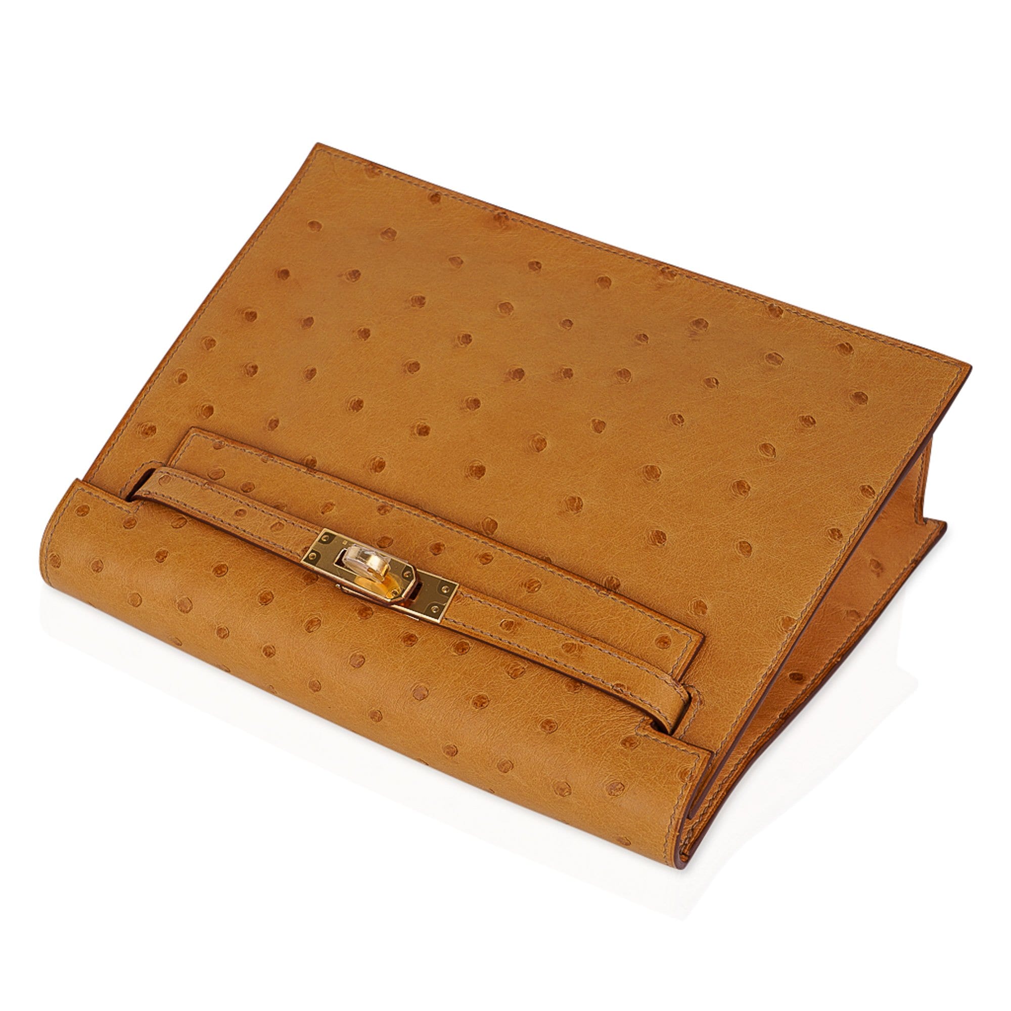 👜Kelly Danse Bag Tabac Camel Ostrich with Gold Hardware