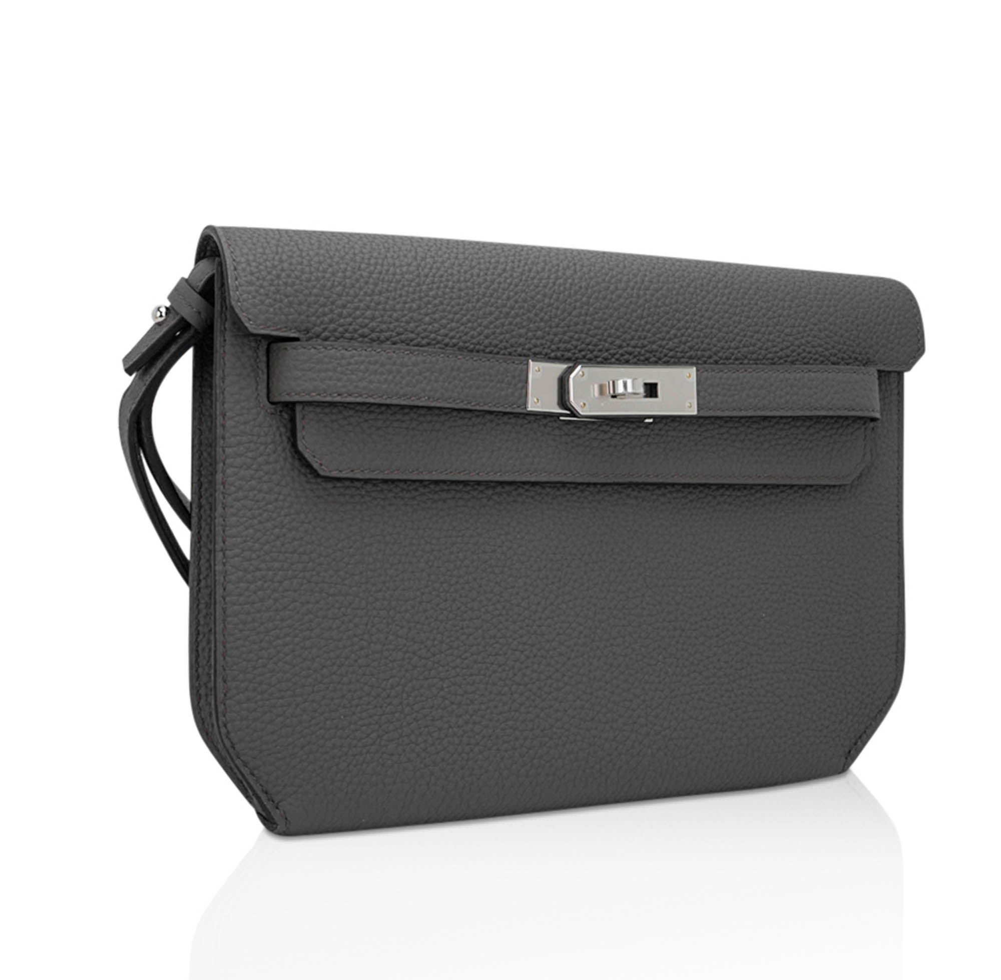 👜Kelly Depeches 25 Pouch Bag Etain Togo Leather with Palladium Hardware
