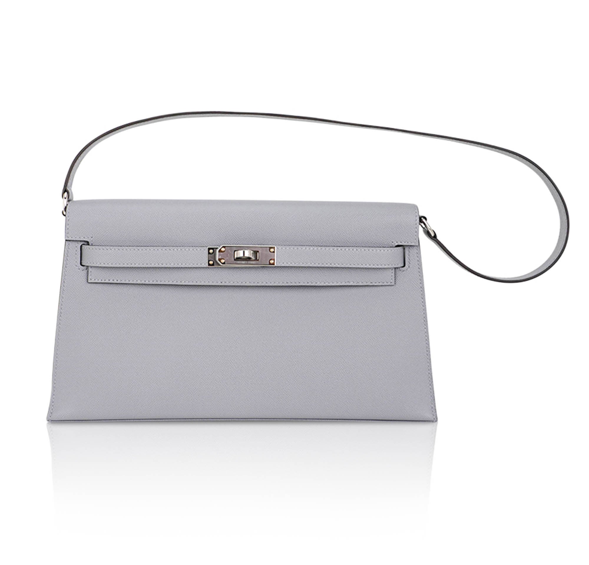 👜Kelly Elan Gris Pantin Veau Madame Leather with Palladium Hardware