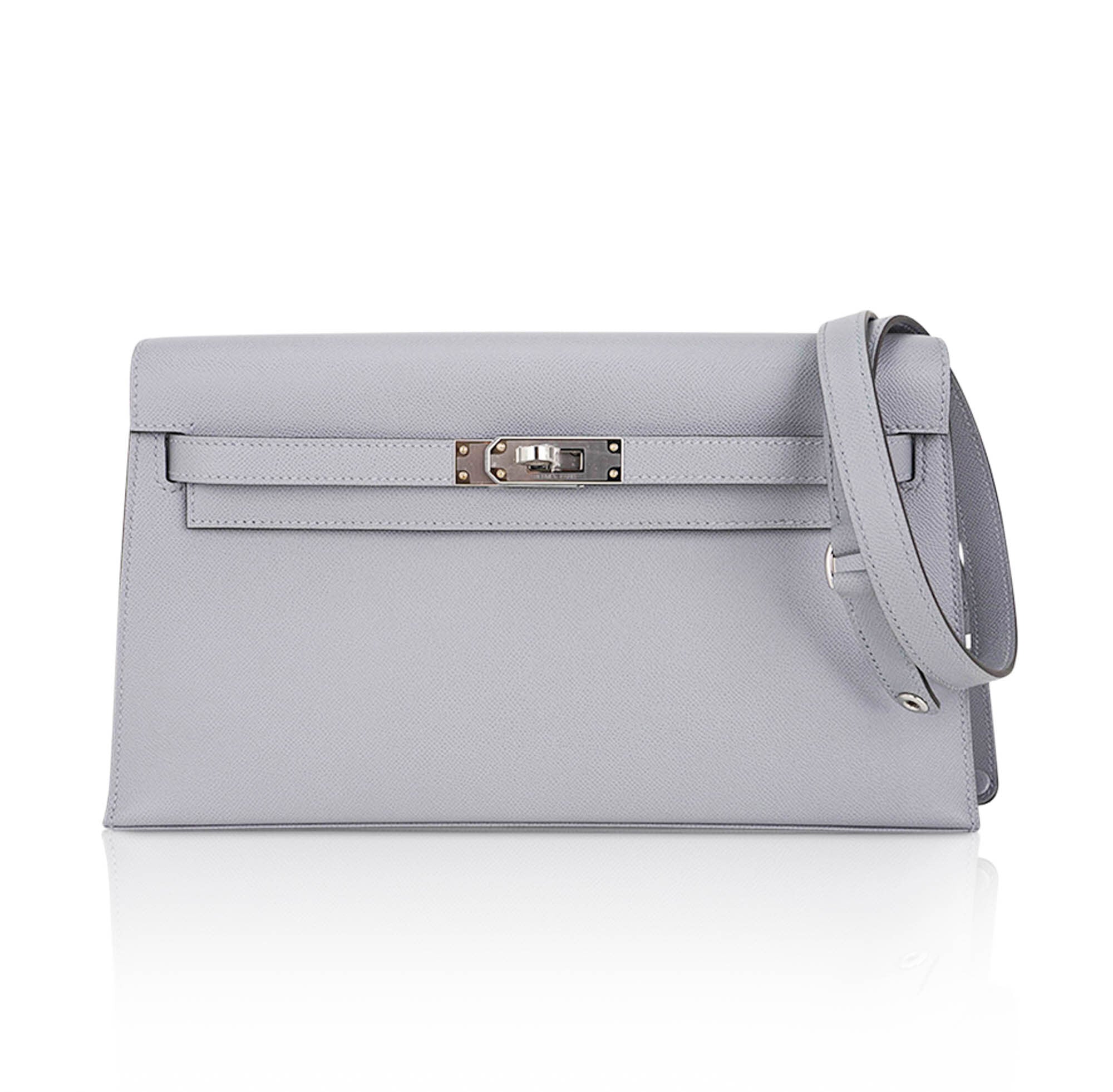 👜Kelly Elan Gris Pantin Veau Madame Leather with Palladium Hardware