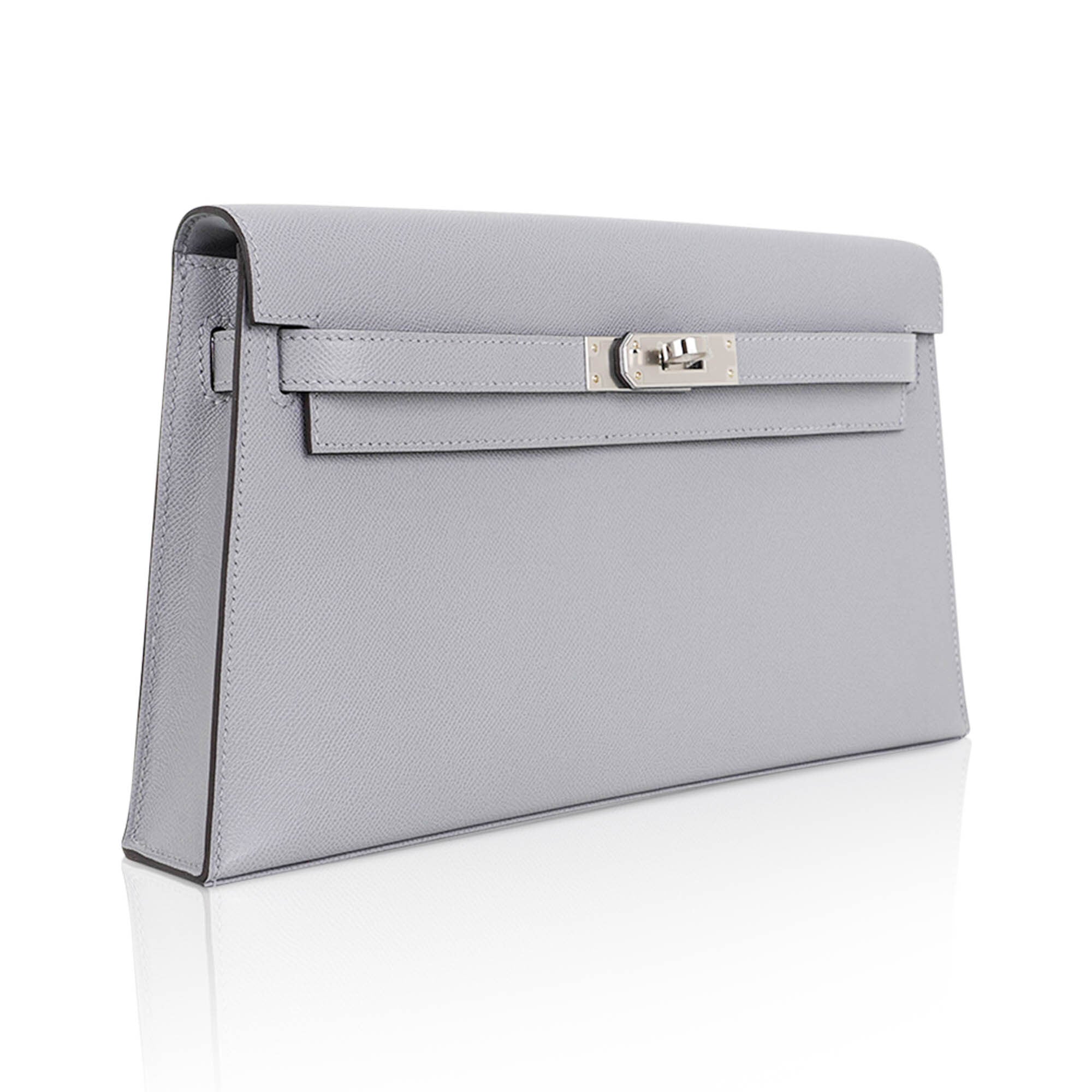 👜Kelly Elan Gris Pantin Veau Madame Leather with Palladium Hardware