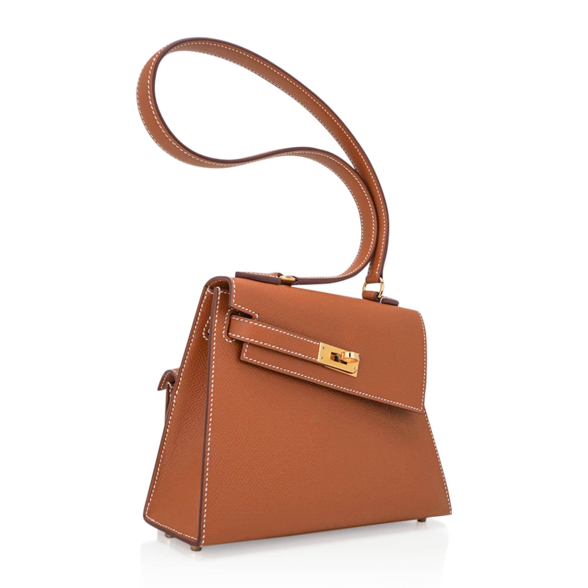 👜Limited Edition Kelly en Desordre Mini 20 Sellier Bag Gold Epsom Leather with Gold Hardware
