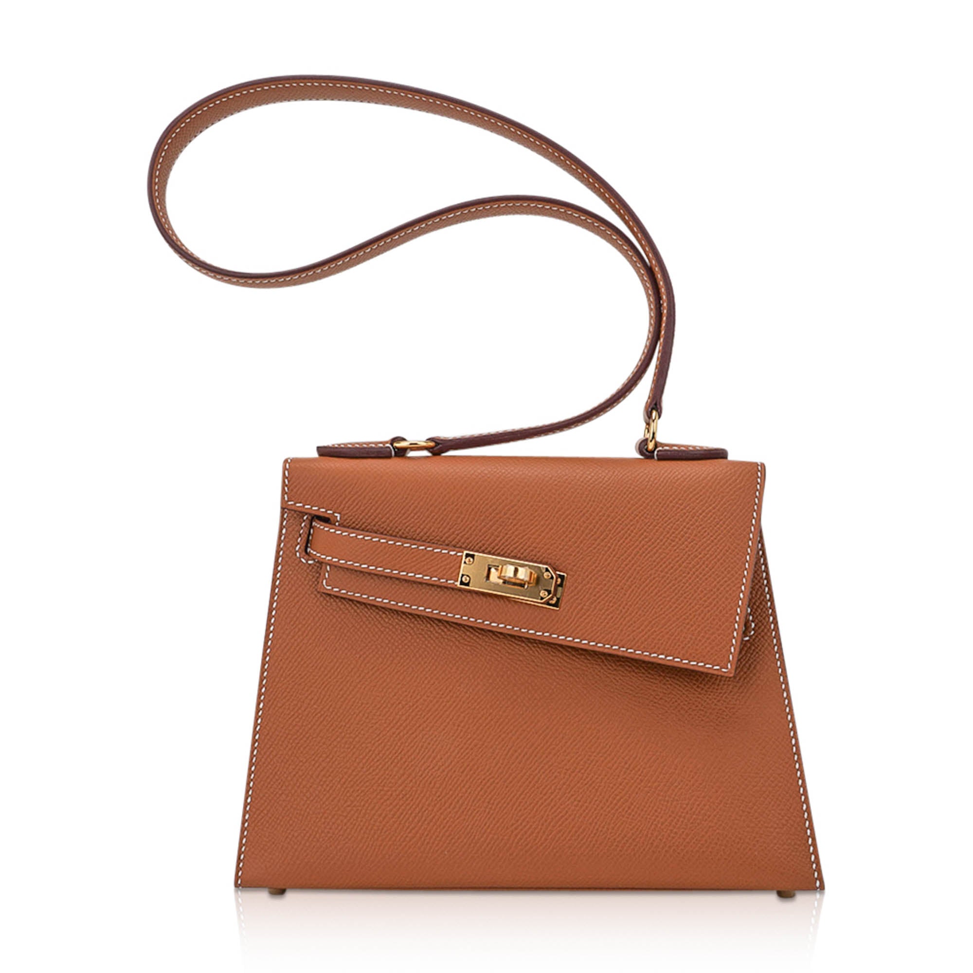 👜Limited Edition Kelly en Desordre Mini 20 Sellier Bag Gold Epsom Leather with Gold Hardware