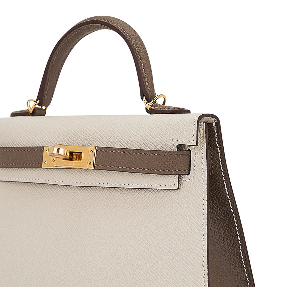 👜Special Order HSS Mini Kelly 20 Bag Sellier Craie & Etoupe Epsom Leather with Gold Hardware