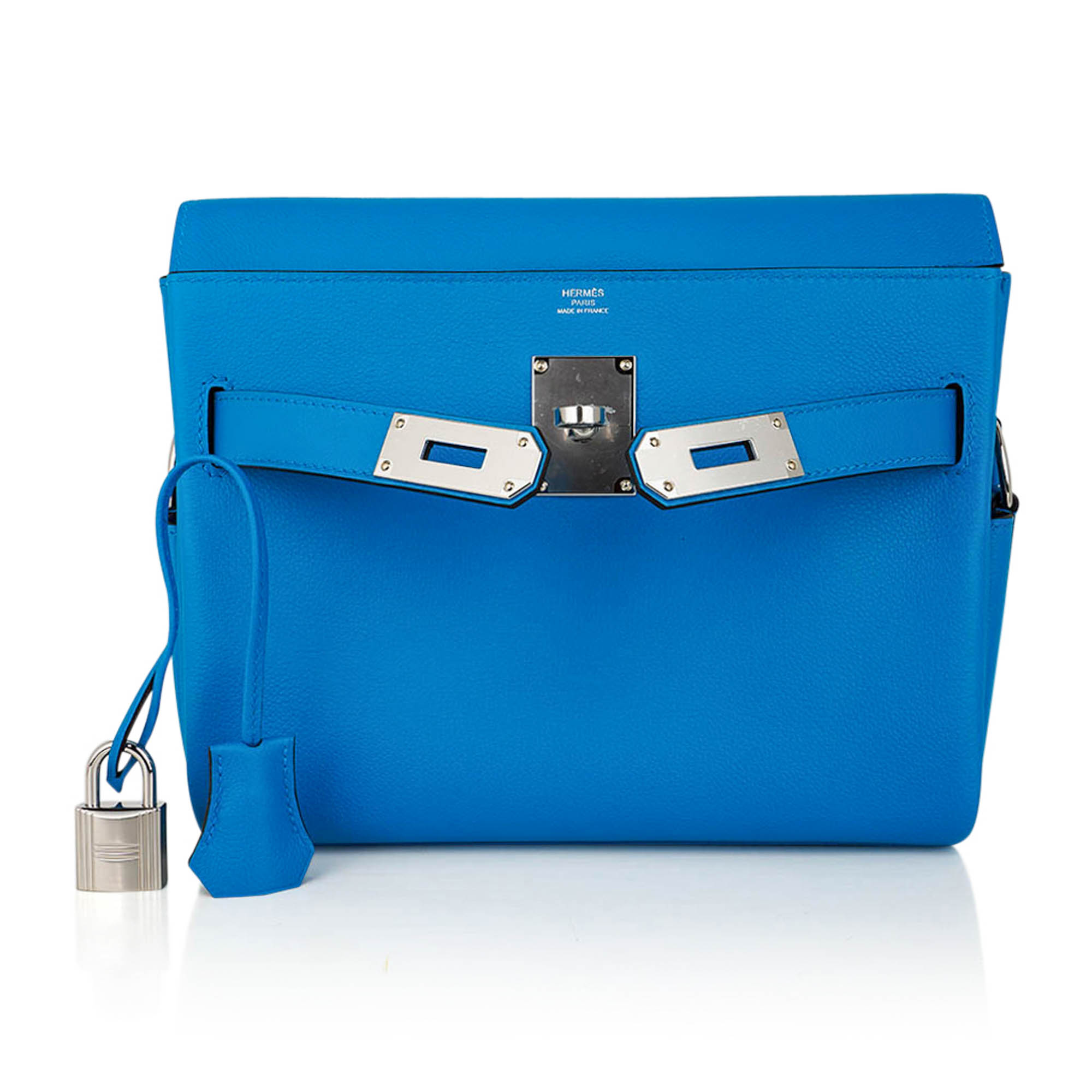 👜Kelly Messenger PM Blue Zanzibar Evercolor Leather with Palladium Hardware