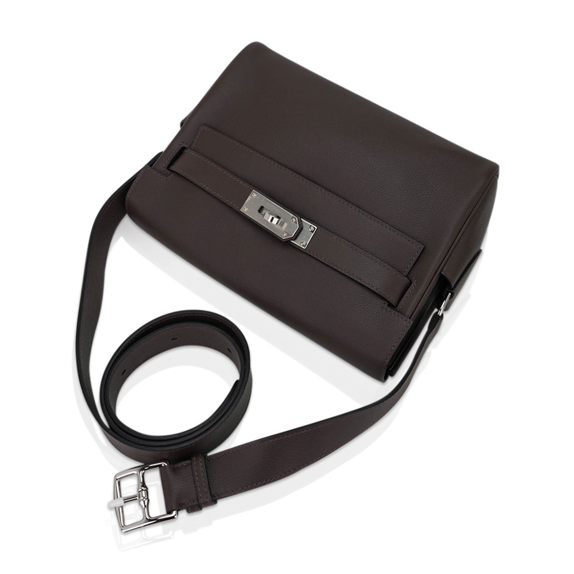 👜Kelly Messenger 25 Bag Ecorce Evercolor Leather with Palladium Hardware